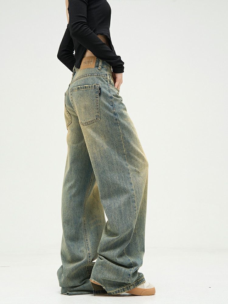 Jean × Vintage y2k washed faded damaged flared jeans Size 28" / US 6 / IT 42 - 2 Thumbnail