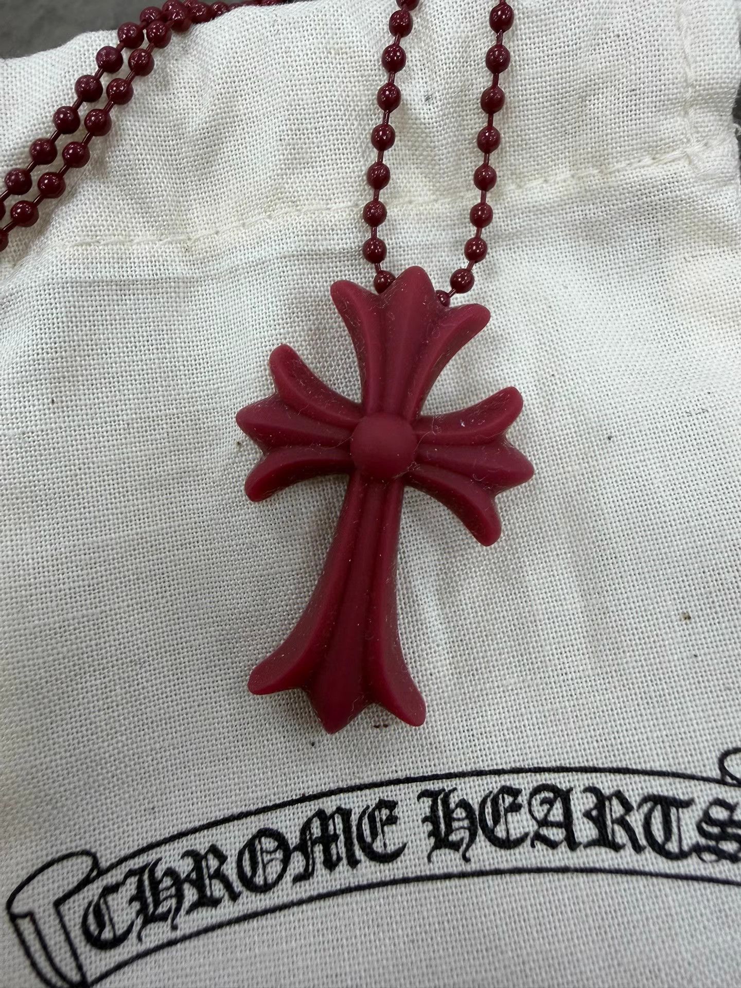Chrome Hearts Chrome Hearts Burgundy Resin Cross Pendant (Medium) Size ONE SIZE - 2 Thumbnail