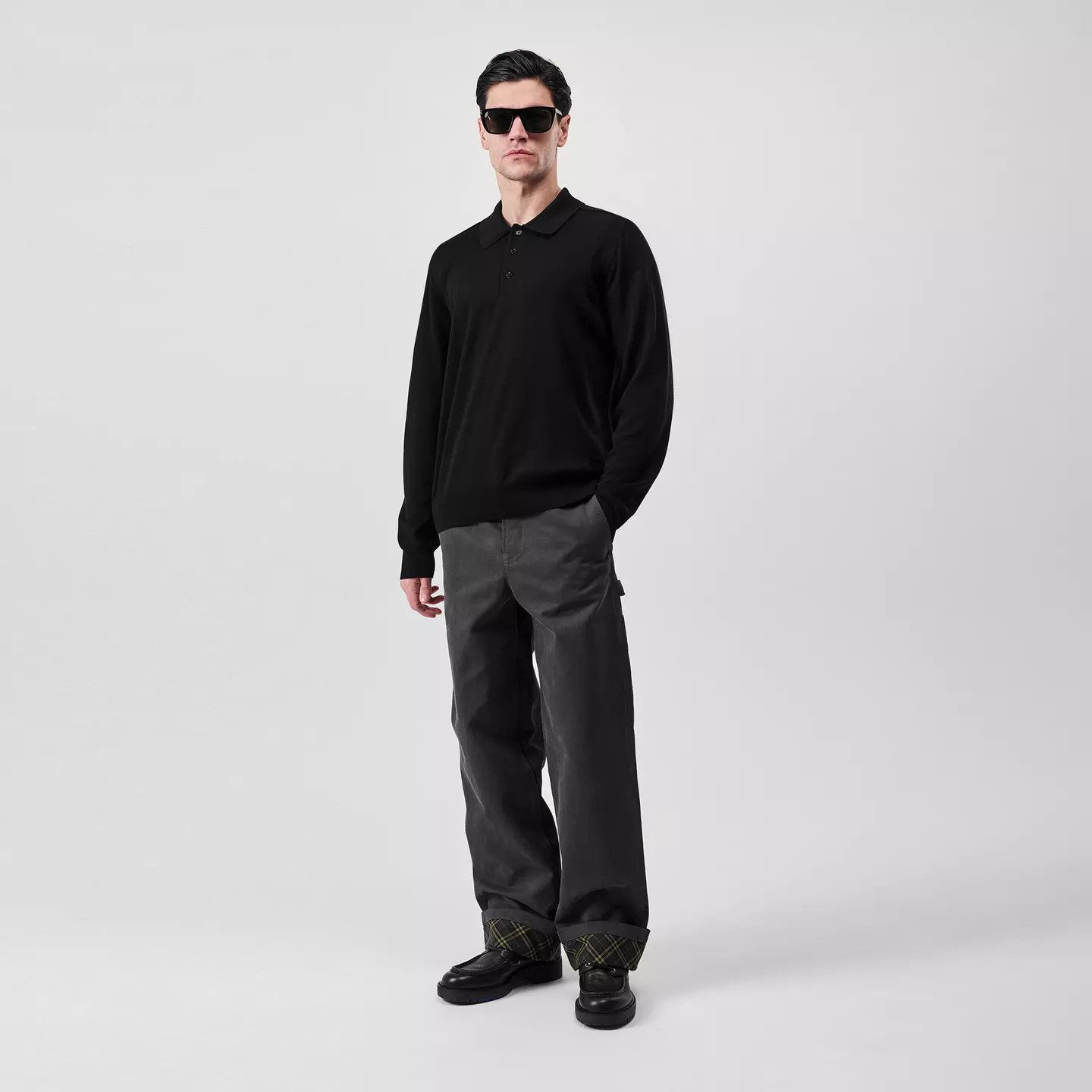 Burberry o1g2r1mq0426 Long Sleeve Knit Polo Shirt in Black Size US M / EU 48-50 / 2 - 5 Thumbnail