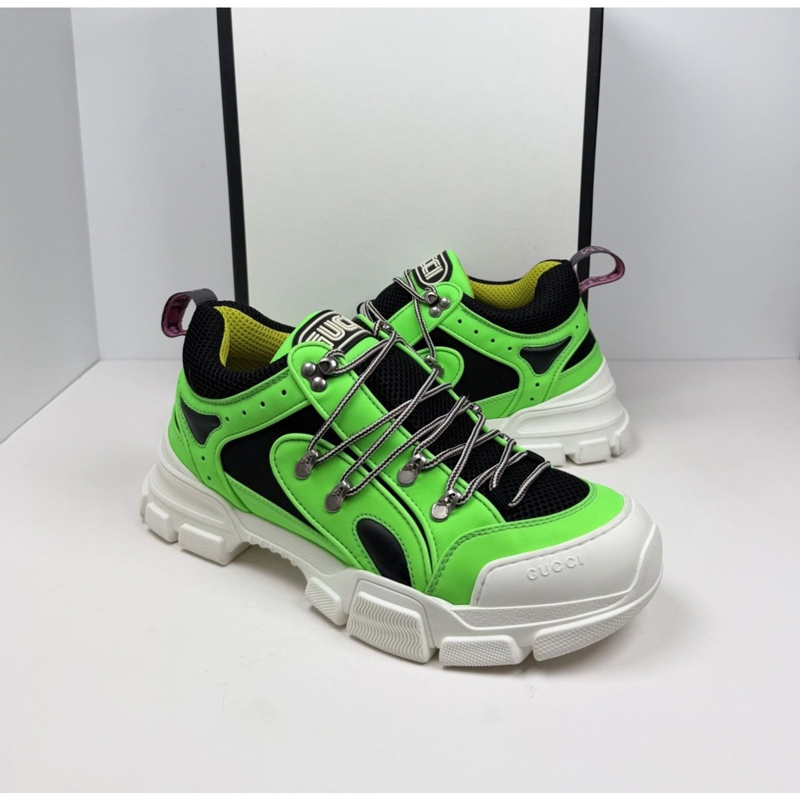 Gucci Size 10US - Gucci Flashtrek Neon Green Leather NEW Size US 10 / EU 43 - 2 Thumbnail