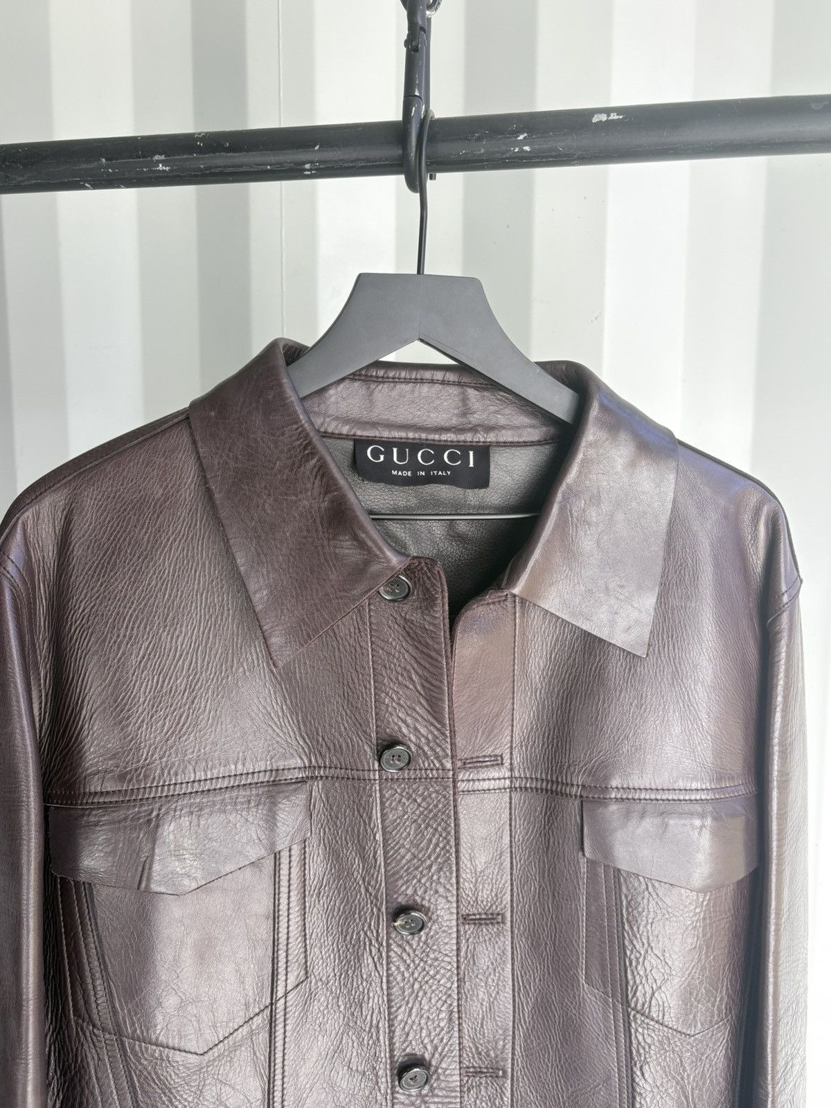 Gucci Gucci Tom Ford Era Leather Trucker Jacket Sample RARE Size US M / EU 48-50 / 2 - 3 Thumbnail