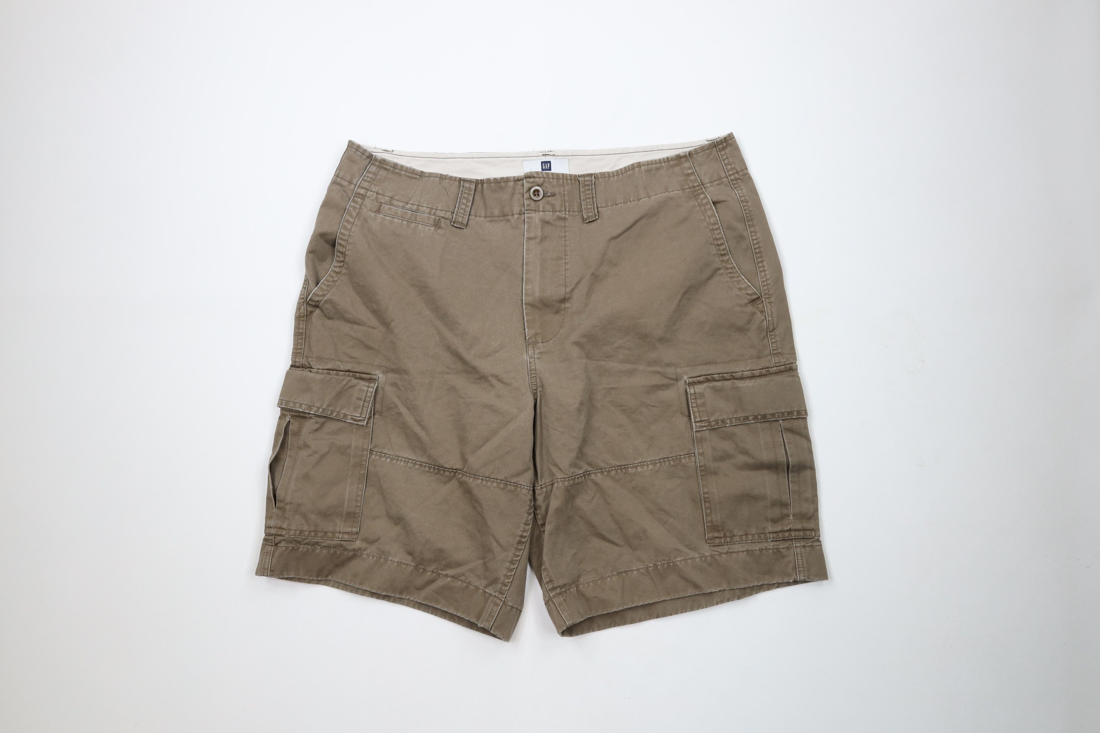 Gap × Vintage Vintage 90s Y2K Gap Relaxed Fit Cargo Shorts Brown Cotton Size US 38 / EU 54 - 1 Thumbnail
