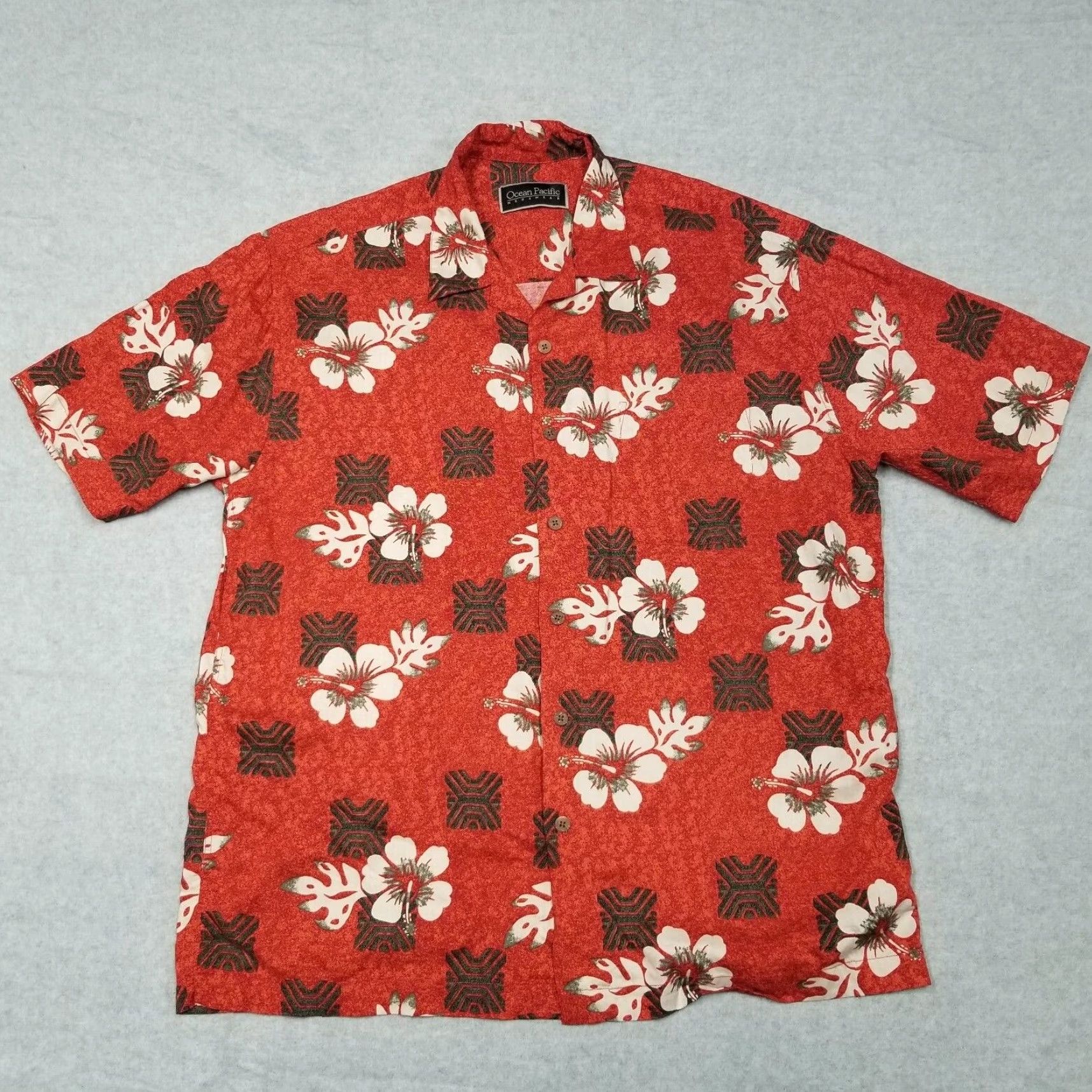 Ocean Pacific VINTAGE Ocean Pacific Hawaii Shirt Men XL Red Floral Short Sleeve Button Casual Size US XL / EU 56 / 4 - 2 Thumbnail
