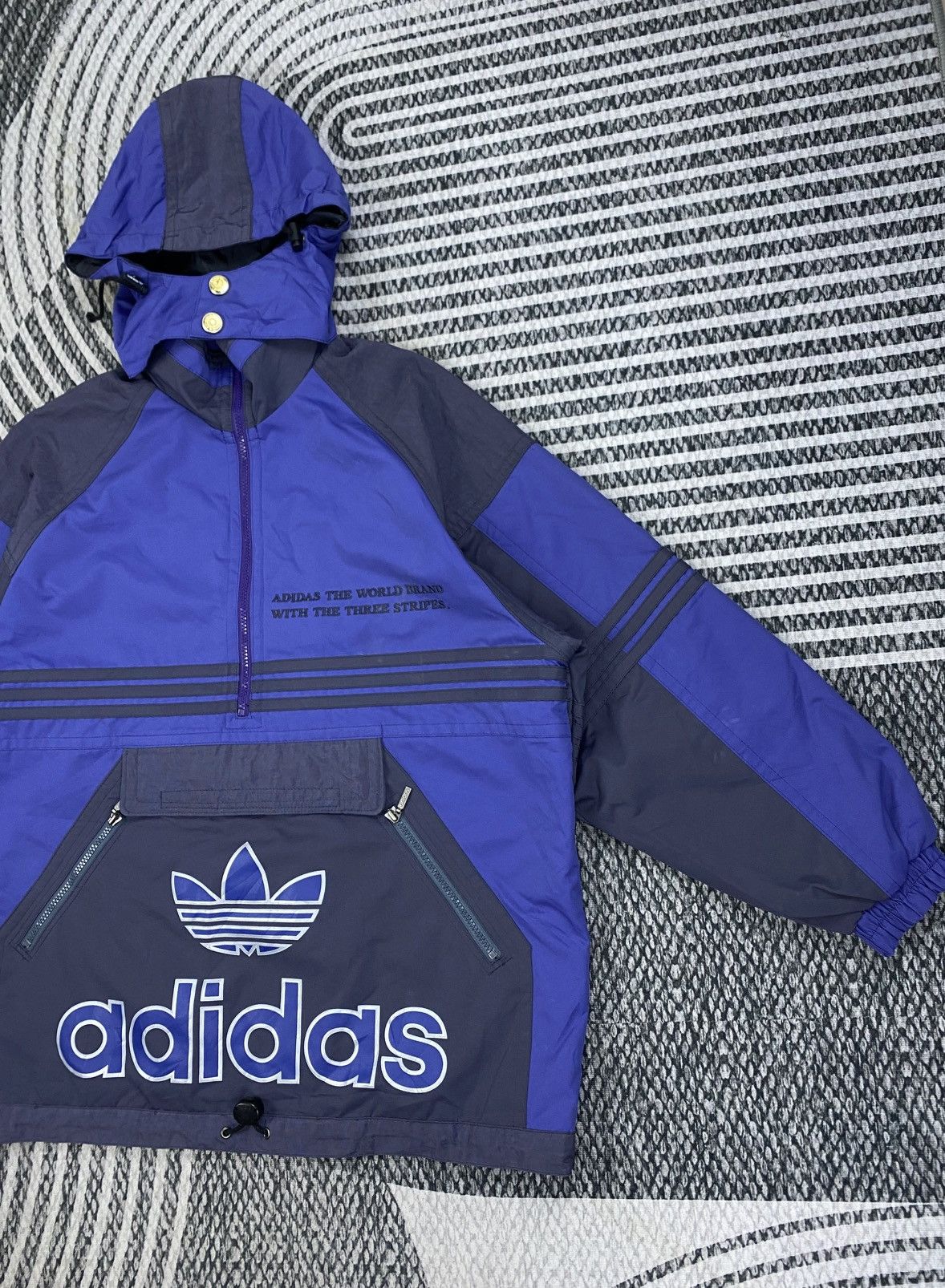Adidas 🔥RARE Vintage Adidas Three Stripes Pullover Anorak Jacket Size US L / EU 52-54 / 3 - 4 Thumbnail