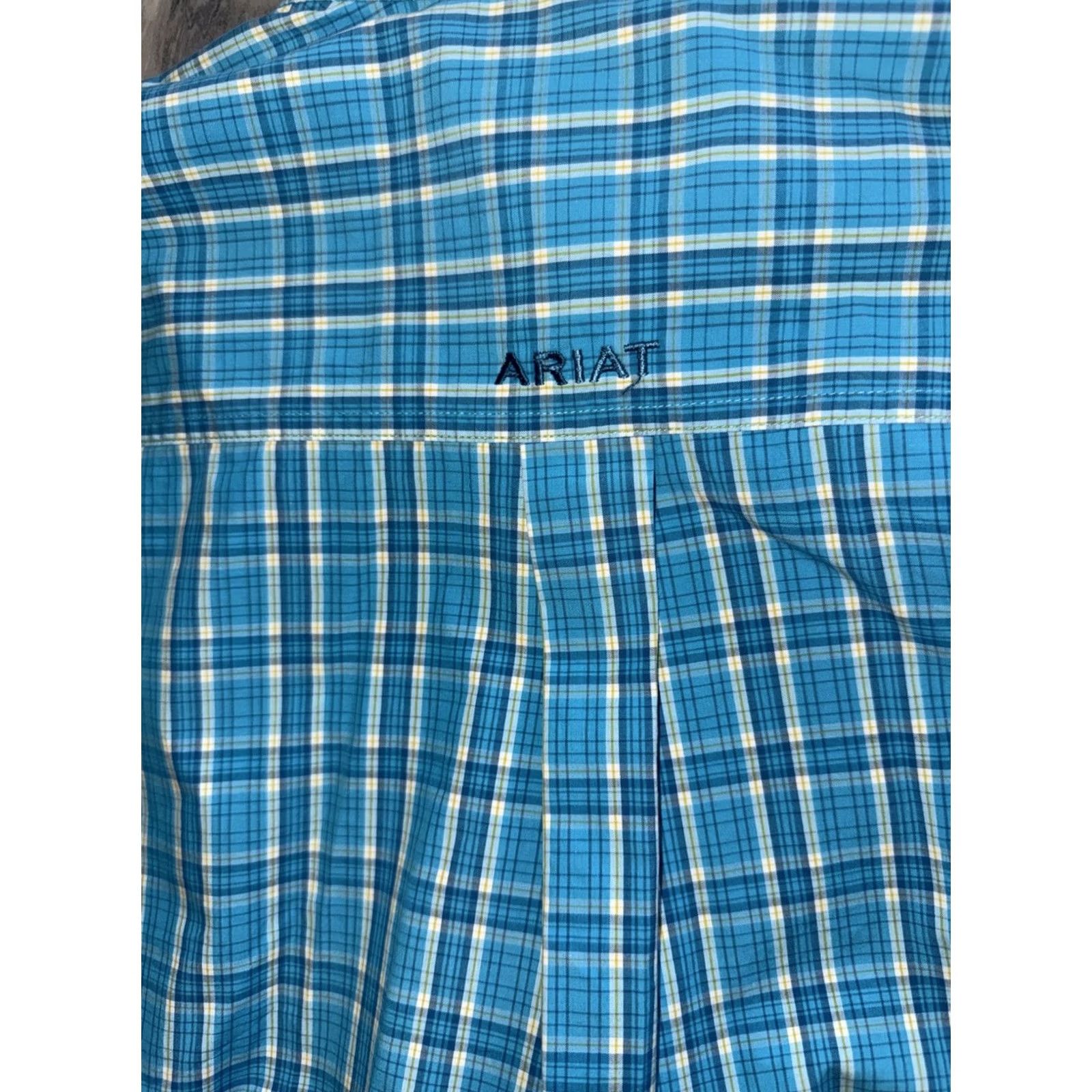 Ariat Ariat Pro Series Shirt Men’s Medium Teal Blue Plaid Button Up Western Cowboy Shirt Size US M / EU 48-50 / 2 - 6 Thumbnail