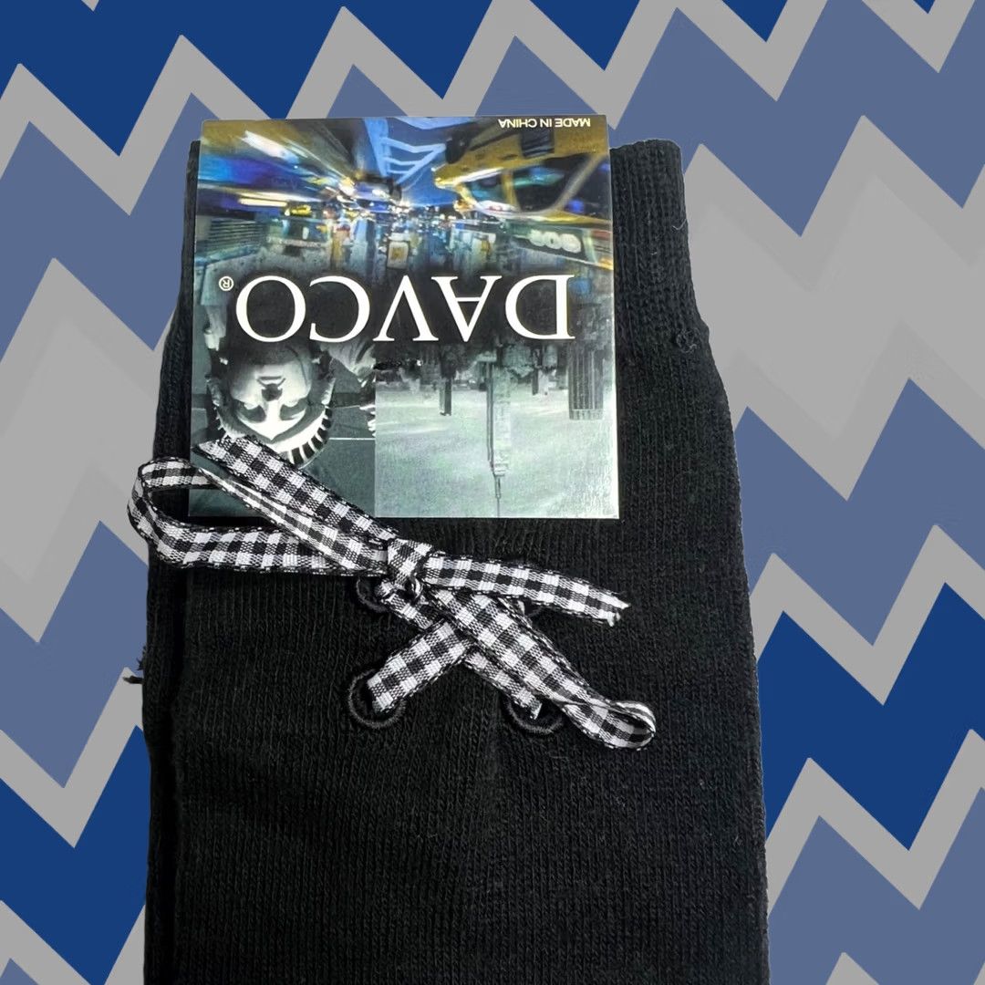 Vintage DAVCO Socks Women's Size 9-11 Black Red Knee High Lace Up Socks Size ONE SIZE - 1 Thumbnail