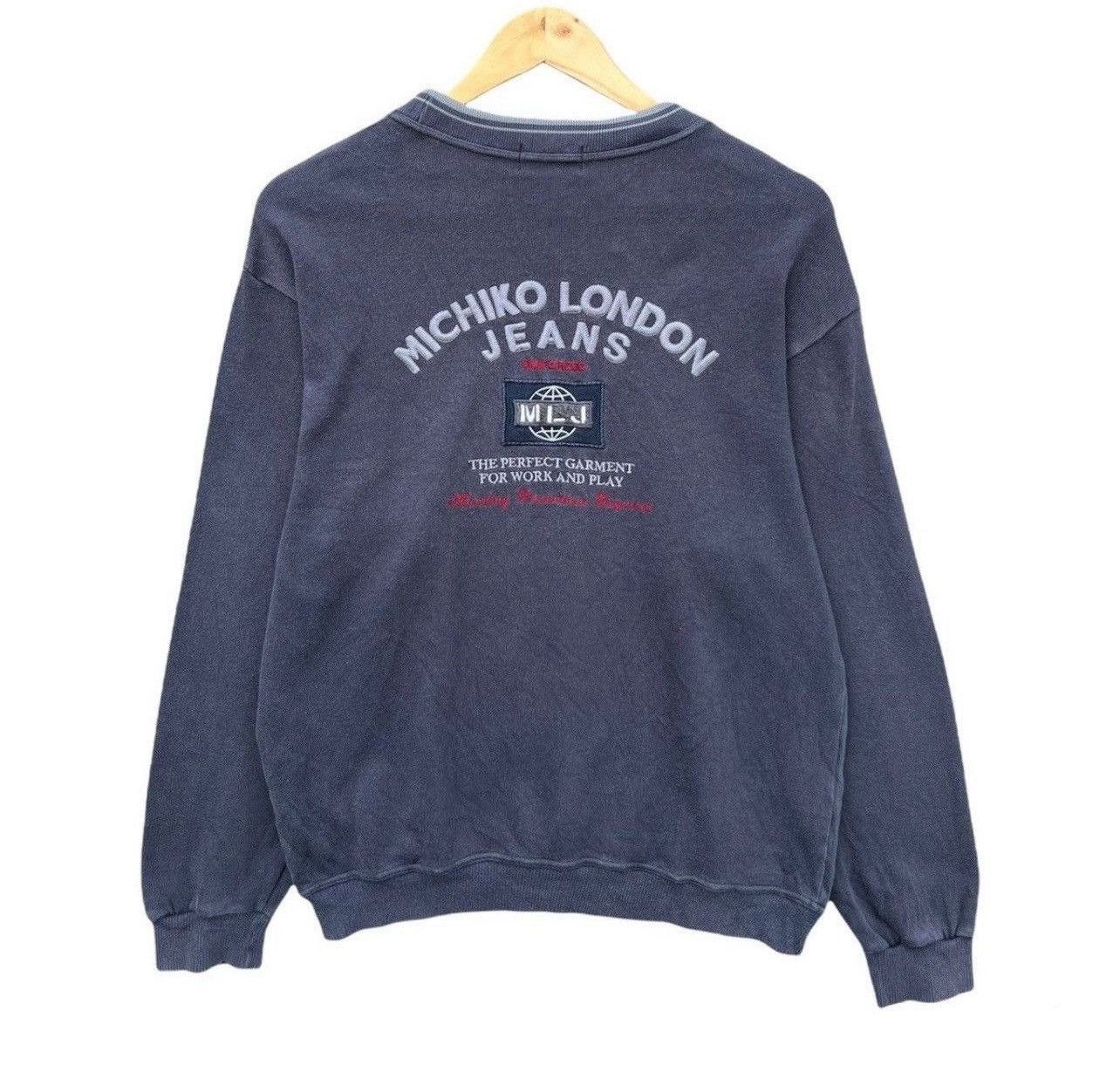 Japanese Brand Michiko Koshino Jeans Big Embroidered Logo Grey Sweatshirt Size US M / EU 48-50 / 2 - 1 Thumbnail