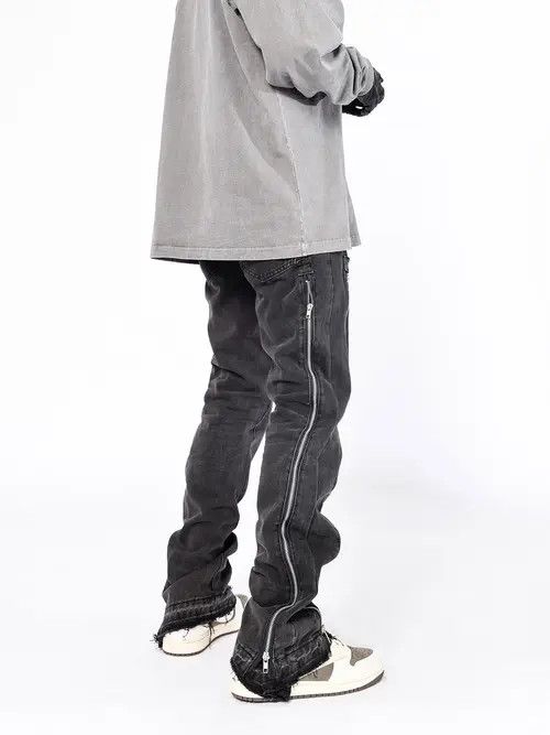 VIBE function fade washed zipper flared jeans