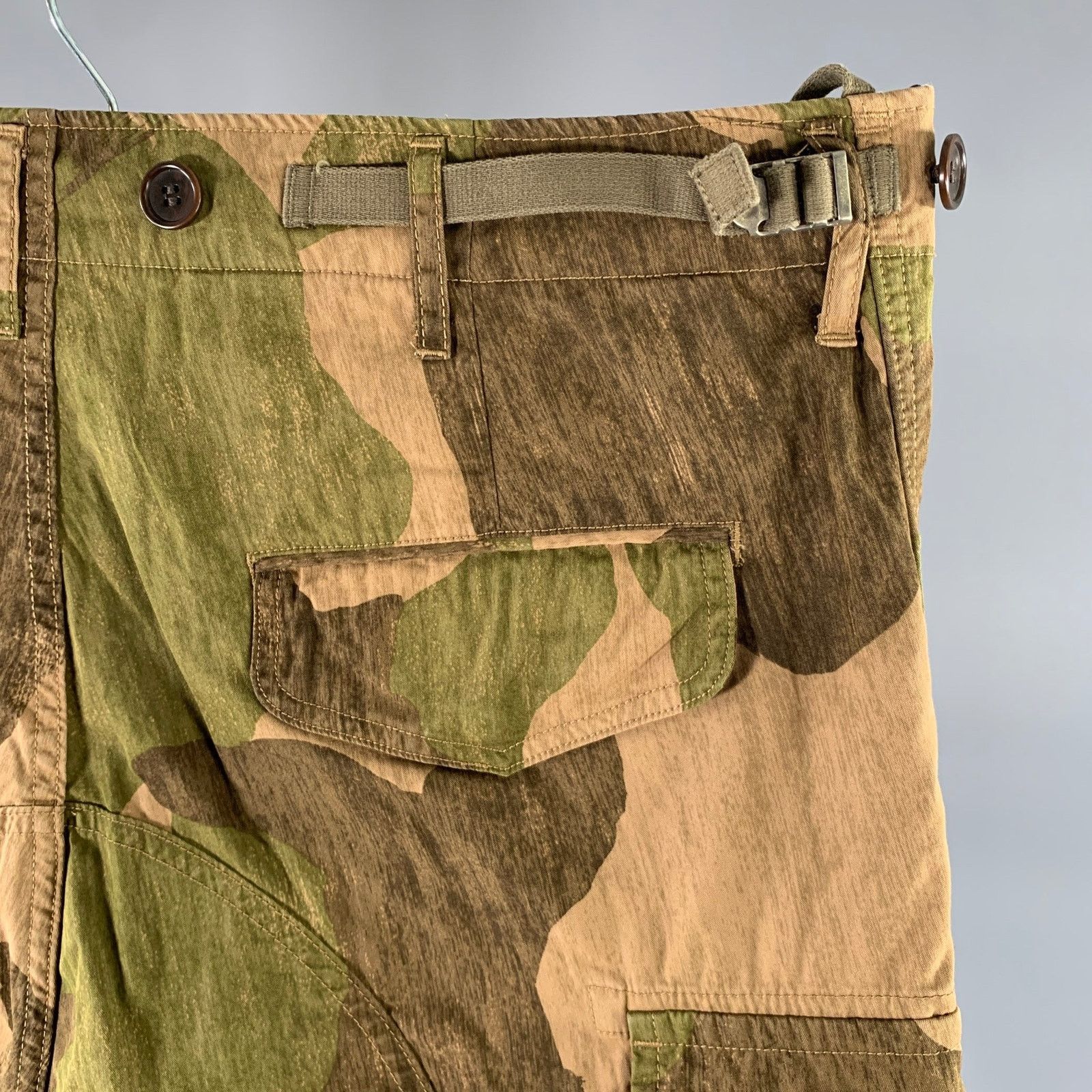 Visvim VISVIM Size L Brown Olive Camo Cotton Cargo Pockets Shorts Size US 36 / EU 52 - 3 Thumbnail