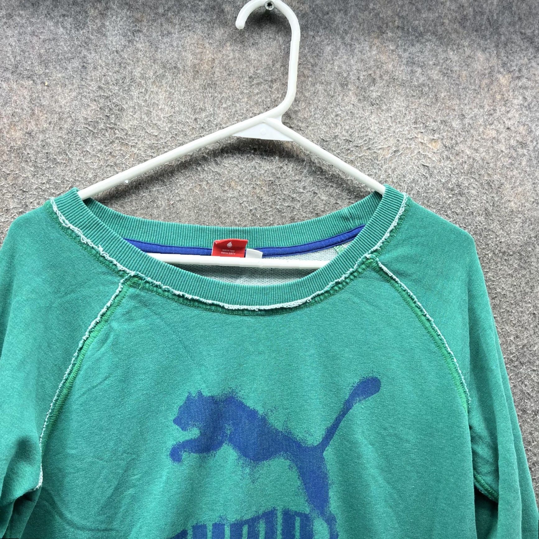 Puma Puma Sweatshirt Womens Large Green Raglan Logo Crewneck Pullover Top Size L / US 10 / IT 46 - 4 Thumbnail