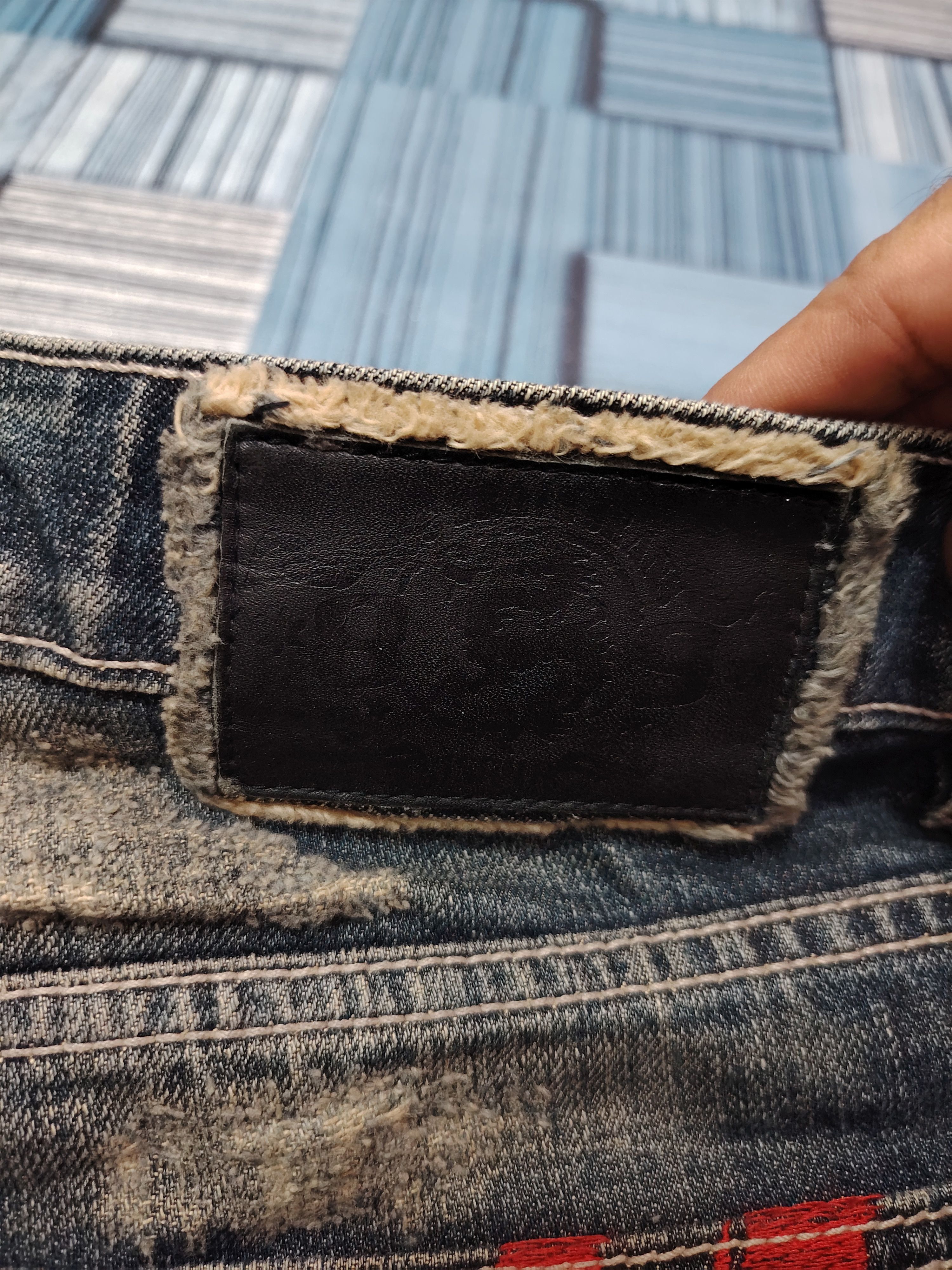 Japanese Brand Distressed denim osaka big train flared jeans Size US 31 - 18 Thumbnail