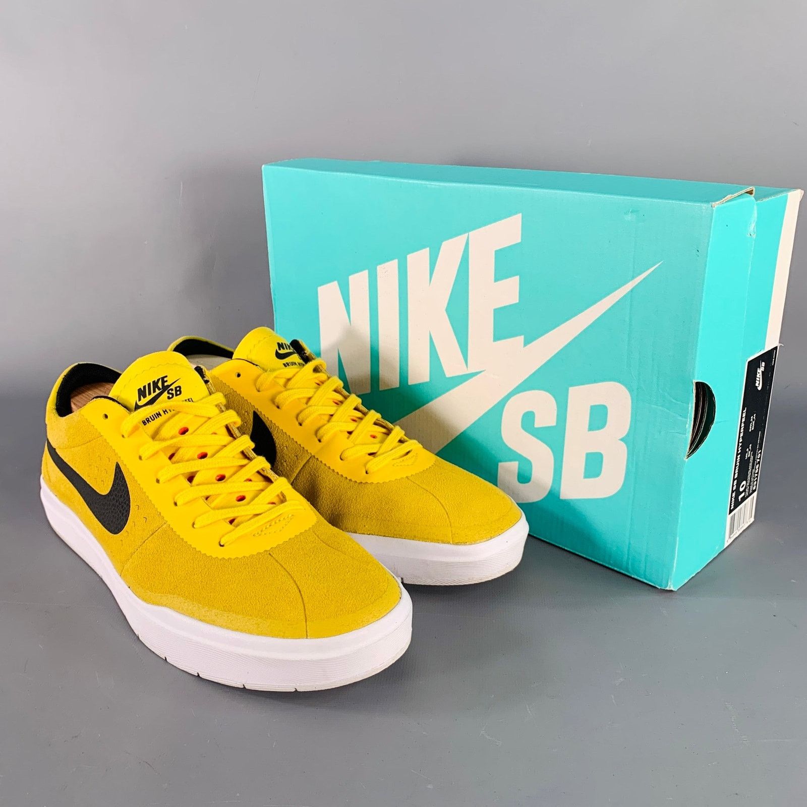 Nike SB Bruin Hyperfeel Yellow Black Suede Lace-Up Sneakers Size US 10 / EU 43 - 9 Thumbnail