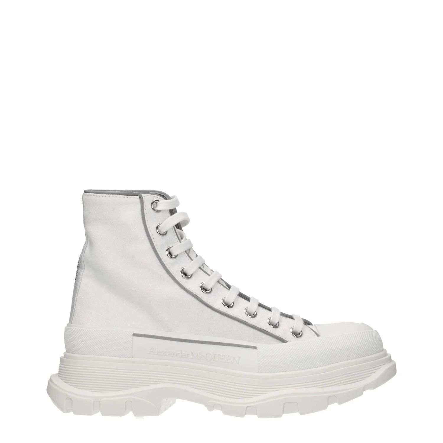 Alexander McQueen ob1o1e0225 Fabric Hi-Top Sneakers in White Size US 6.5 / EU 39-40 - 1 Thumbnail