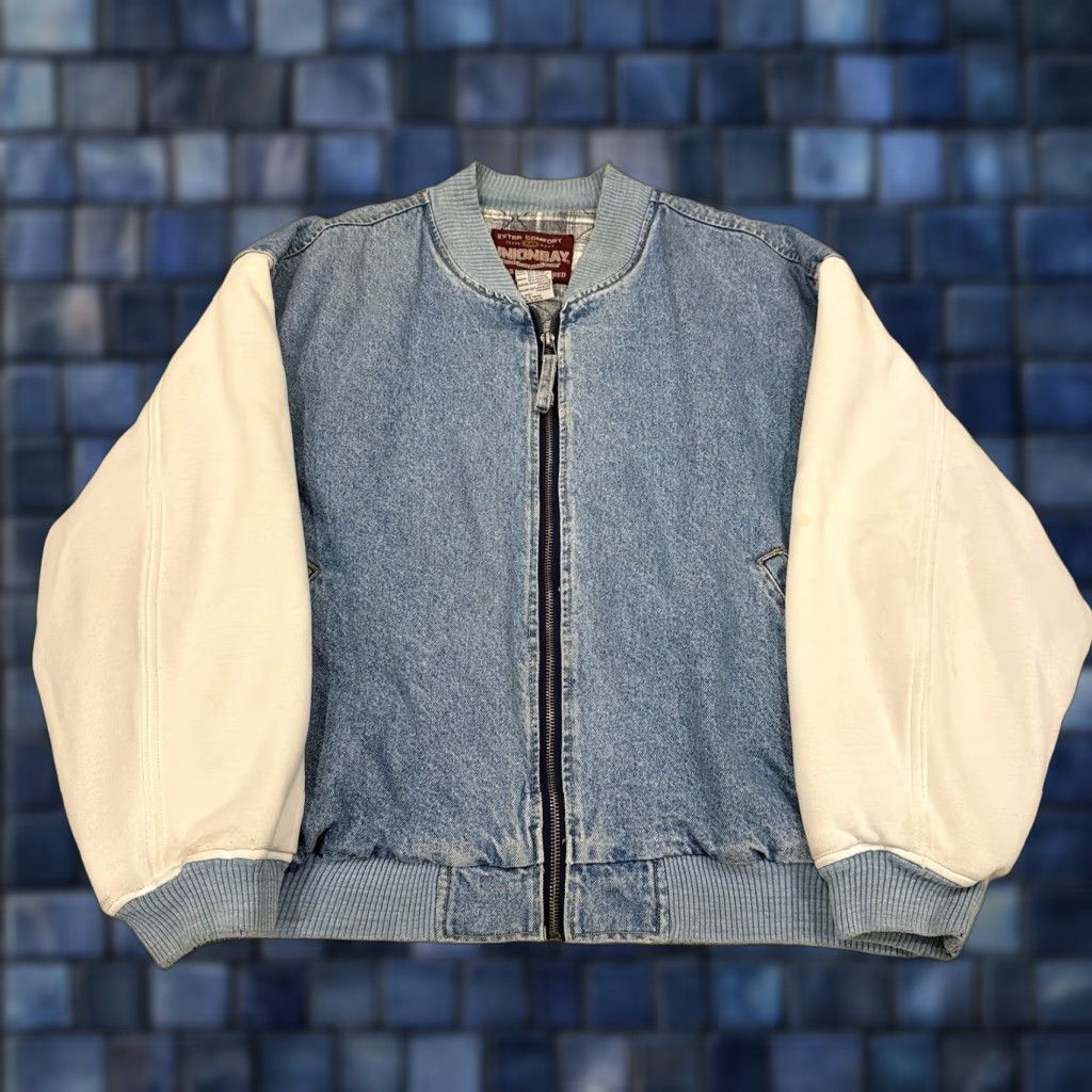 Vintage VINTAGE UNIONBAY Jacket Mens M Blue Denim Bomber Zip Quilt Line Spellout STAINS Size US M / EU 48-50 / 2 - 1 Thumbnail