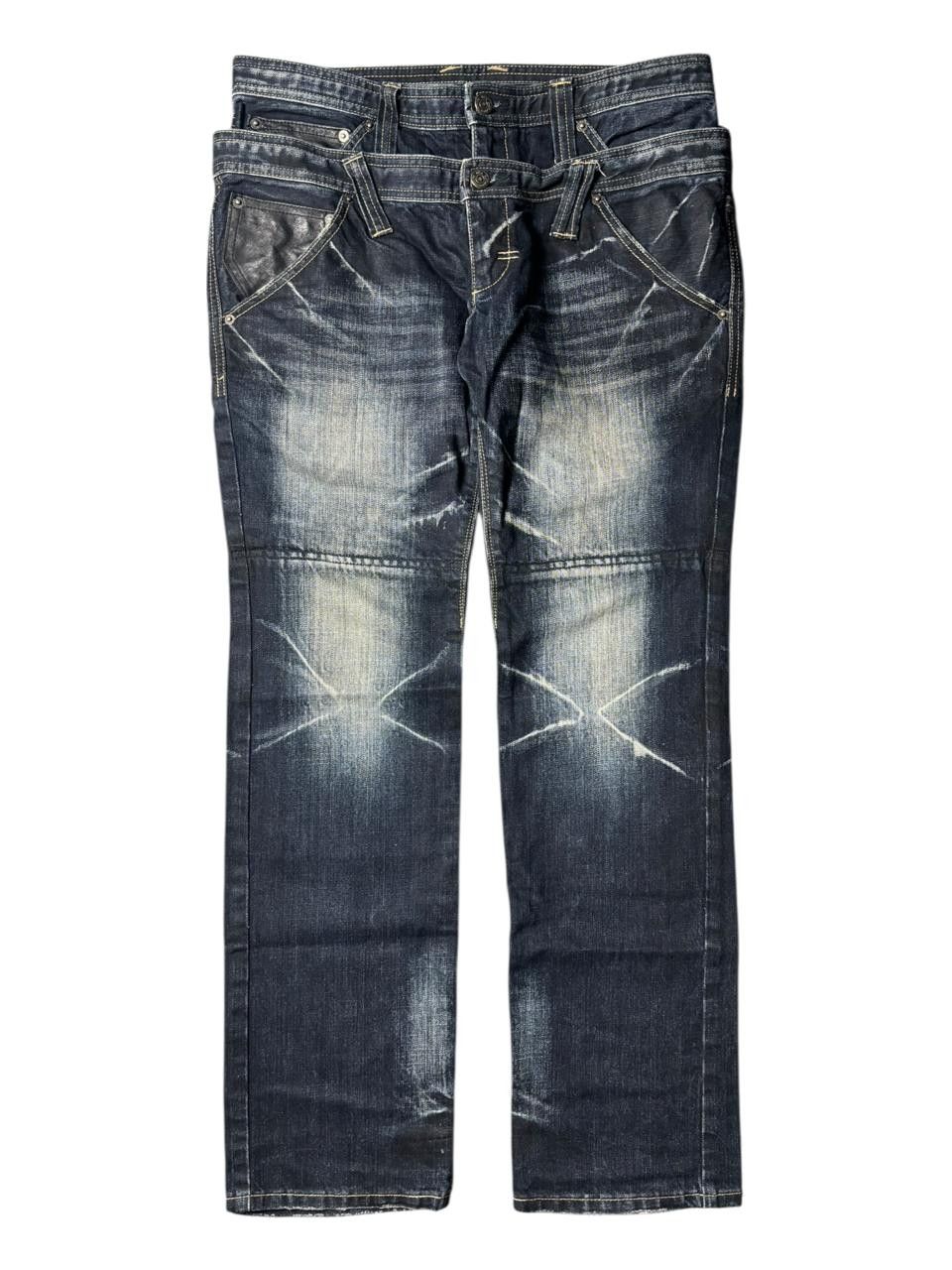 PPFM Double Waist Leather Pocket Claw Marks Jeans Size US 32 / EU 48 - 1 Thumbnail