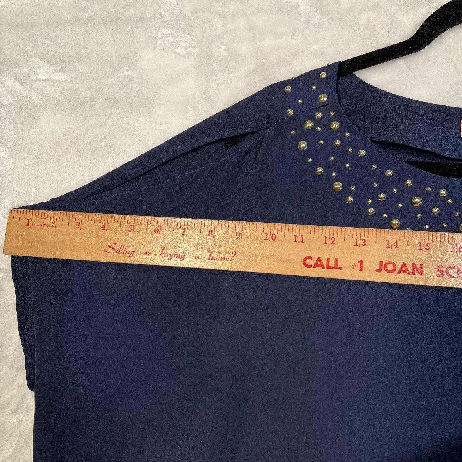 Lilly Pulitzer Lily Pulitzer Navy & Gold Studded Cold Shoulder Top - Size L / US 10 / IT 46 - 6 Thumbnail