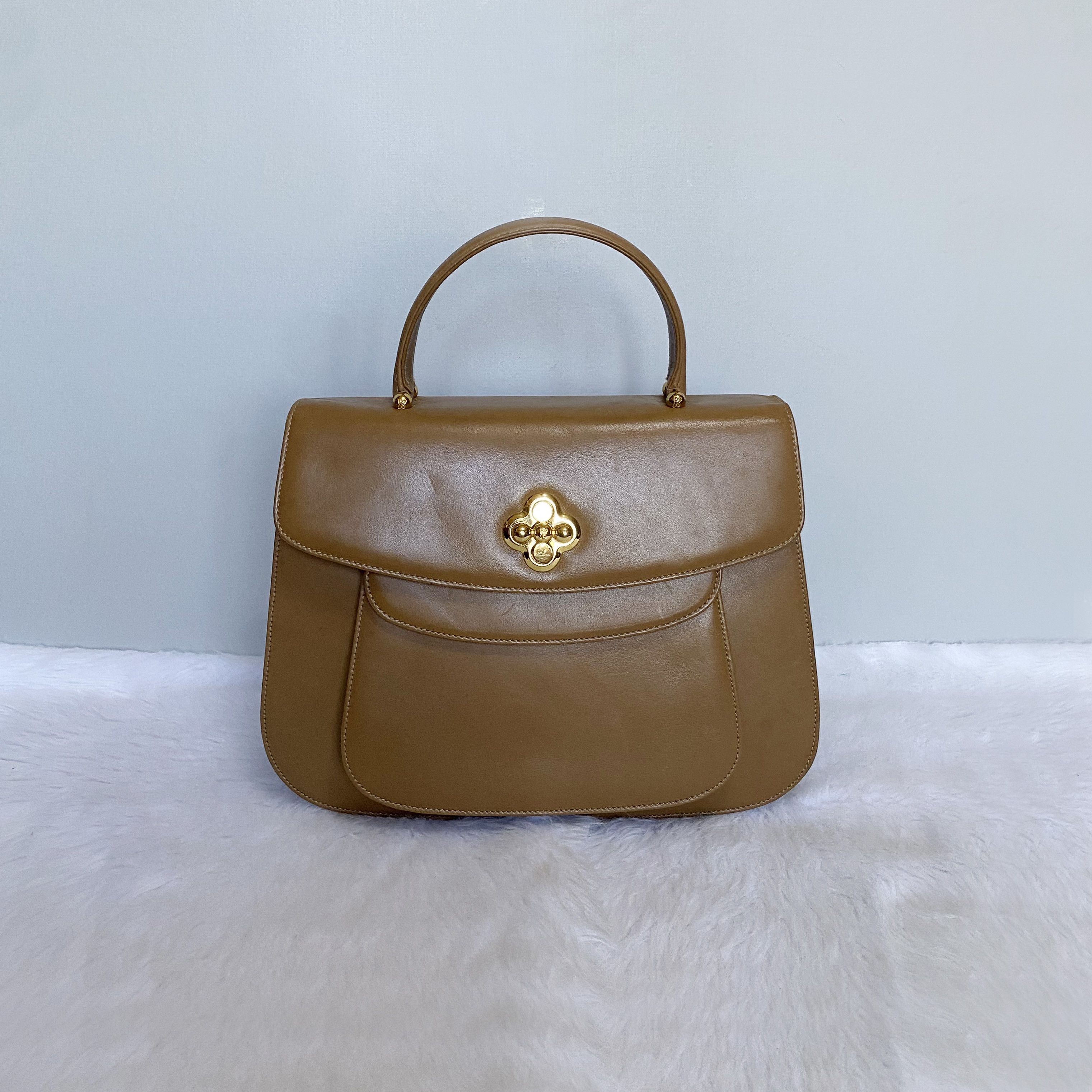 Paloma Picasso Vintage Tan Brown Leather Top Handle Bag Size ONE SIZE - 1 Thumbnail