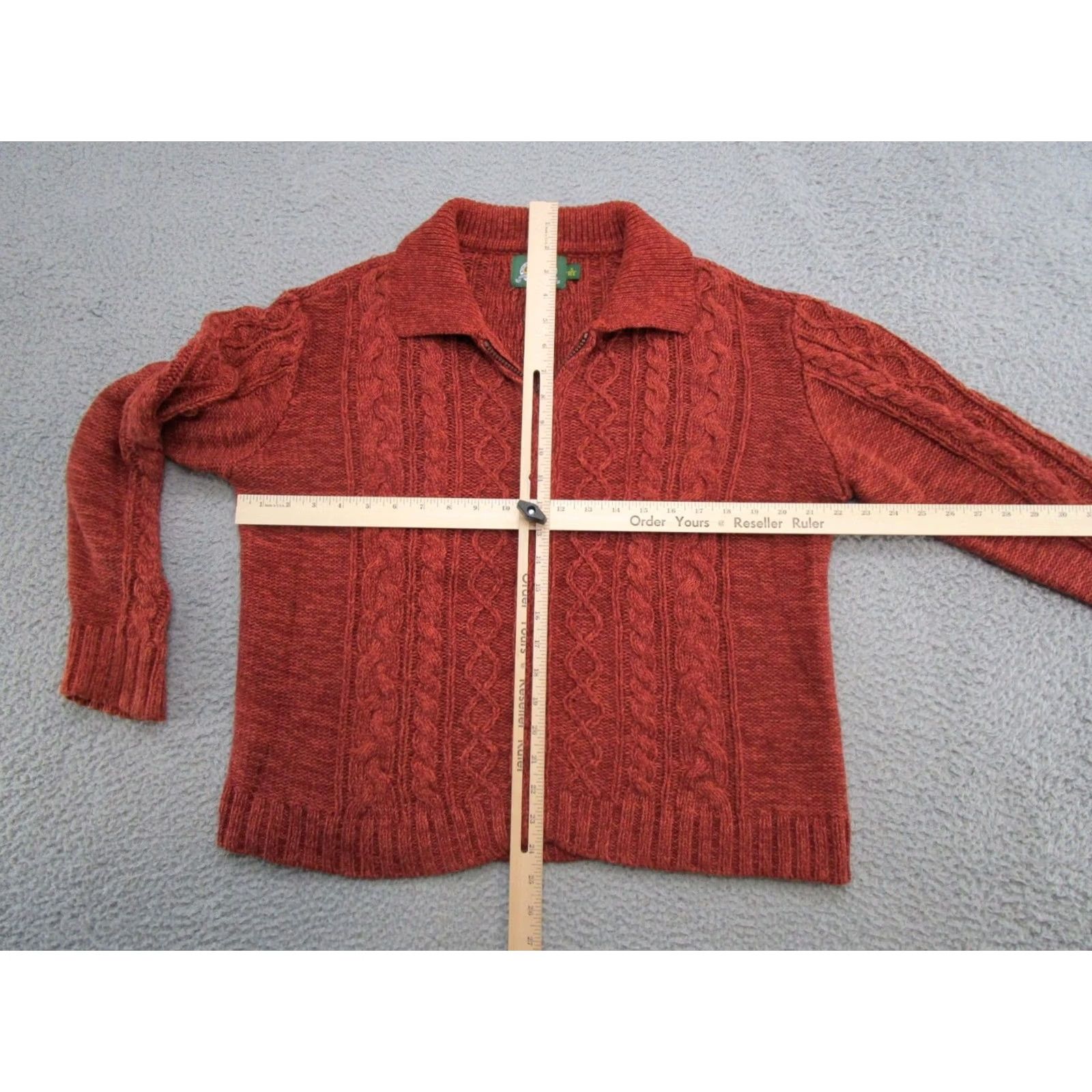 Vintage VINTAGE Cabela's Red Cable-Knit Collared Full Zip Cardigan Sweater Womens Size S Size S / US 4 / IT 40 - 3 Thumbnail
