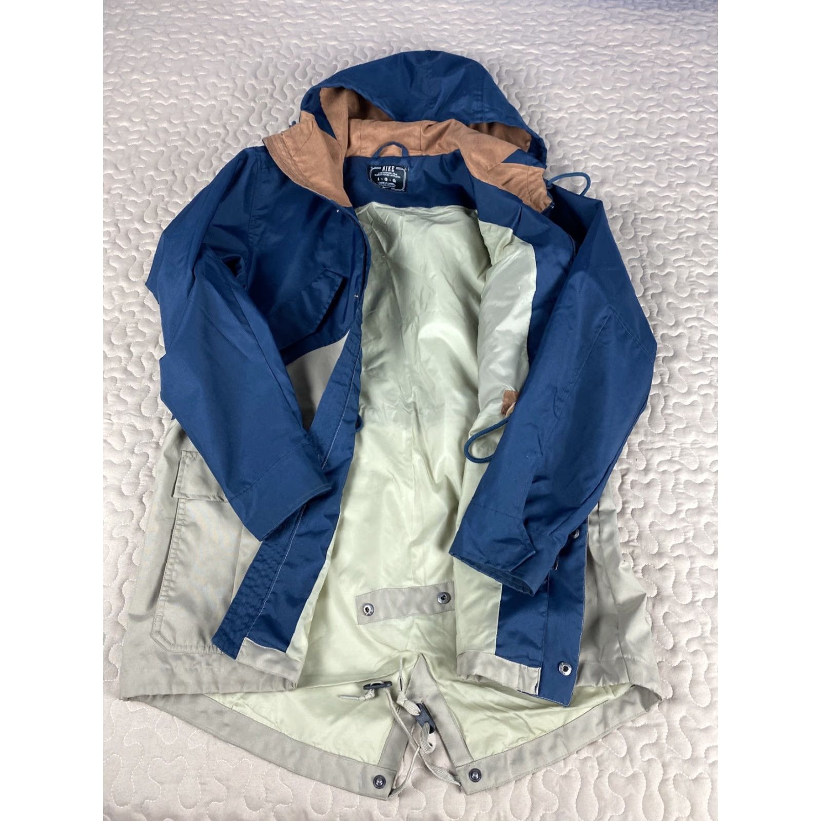 Nike Nike Skateboarding Jacket Mens L Navy & Tan Parka Coat Winter Rain Size US L / EU 52-54 / 3 - 5 Thumbnail