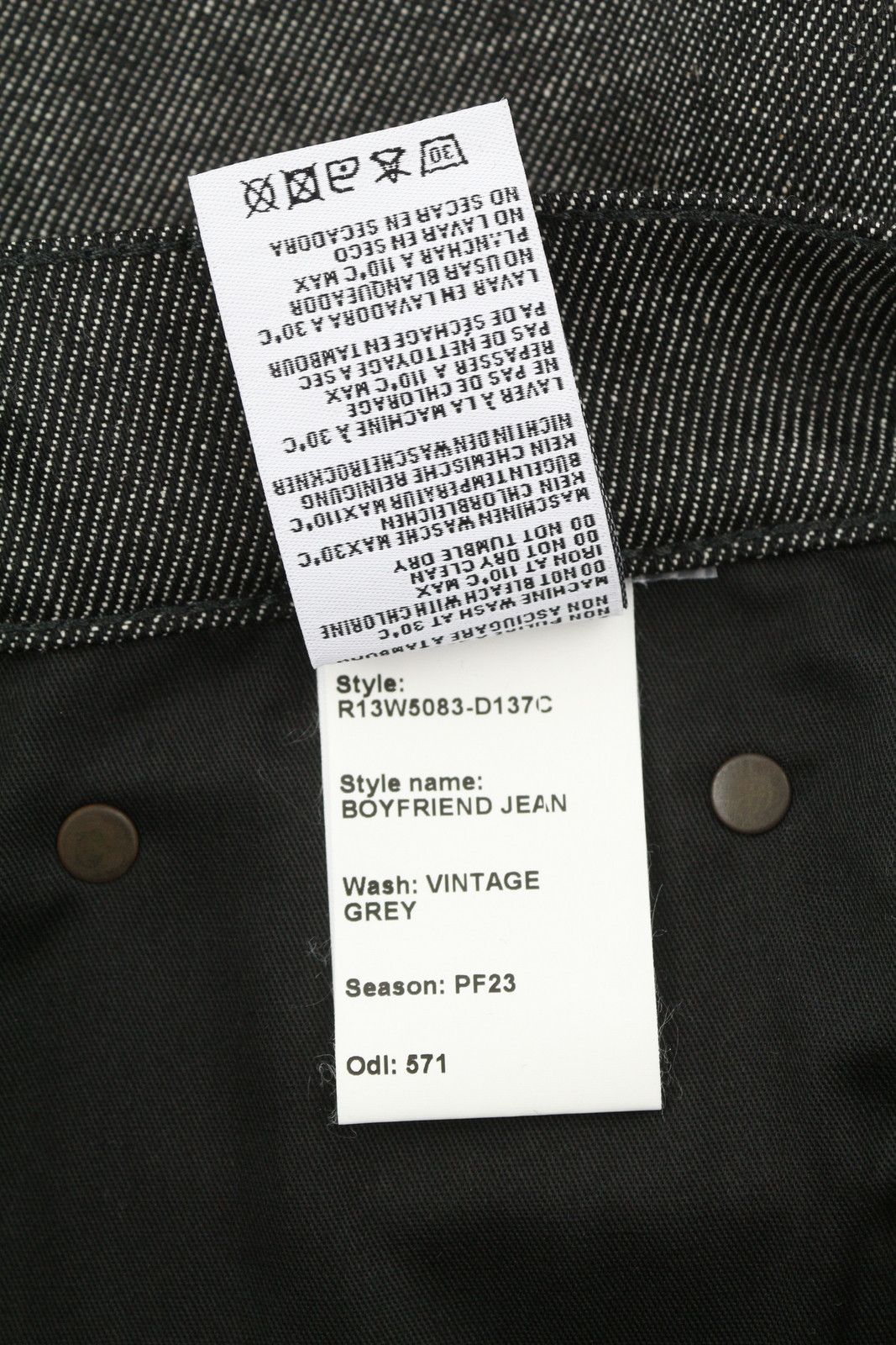 R13 BOYFRIEND 27 Vintage Grey Straight Cropped Ankle 86489 Size 27" / US 4 / IT 40 - 8 Thumbnail