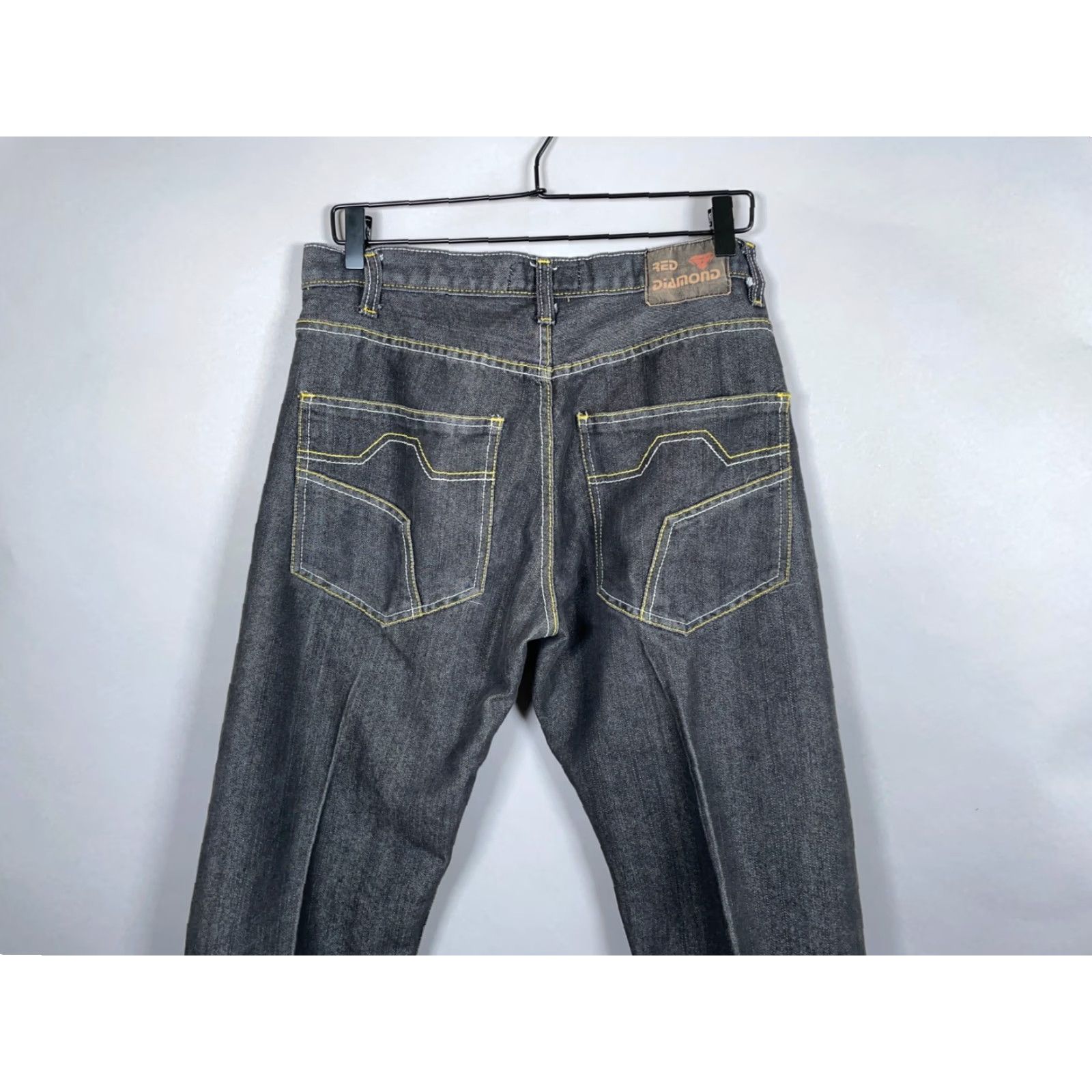 Denime VINTAGE Red Diamond Men's Jeans 32 x 30 Low Rise Straight Leg Denim 90s Y2K Hip Hop Retro Size US 32 / EU 48 - 4 Thumbnail