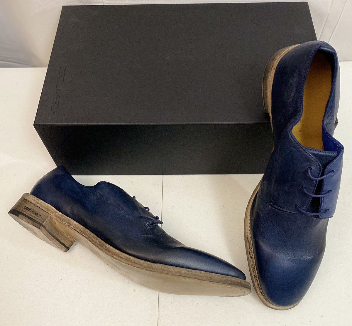 Dsquared2 Dsquared2 🇮🇹 Blu Goodyear Welt Handmade Uni Derby 10.5 NEW Size US 10.5 / EU 43-44 - 4 Thumbnail