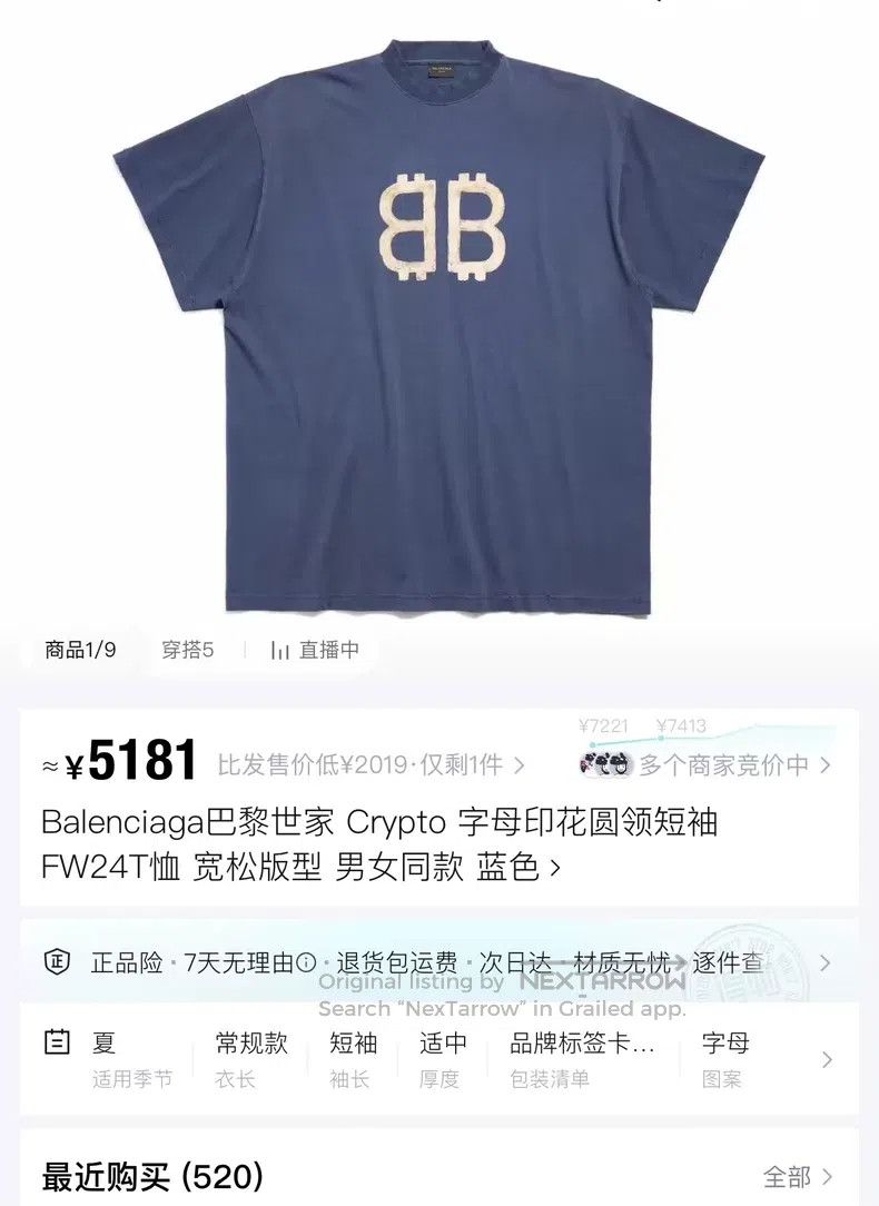 Balenciaga Midnight blue distressed bitcoin logo short-sle