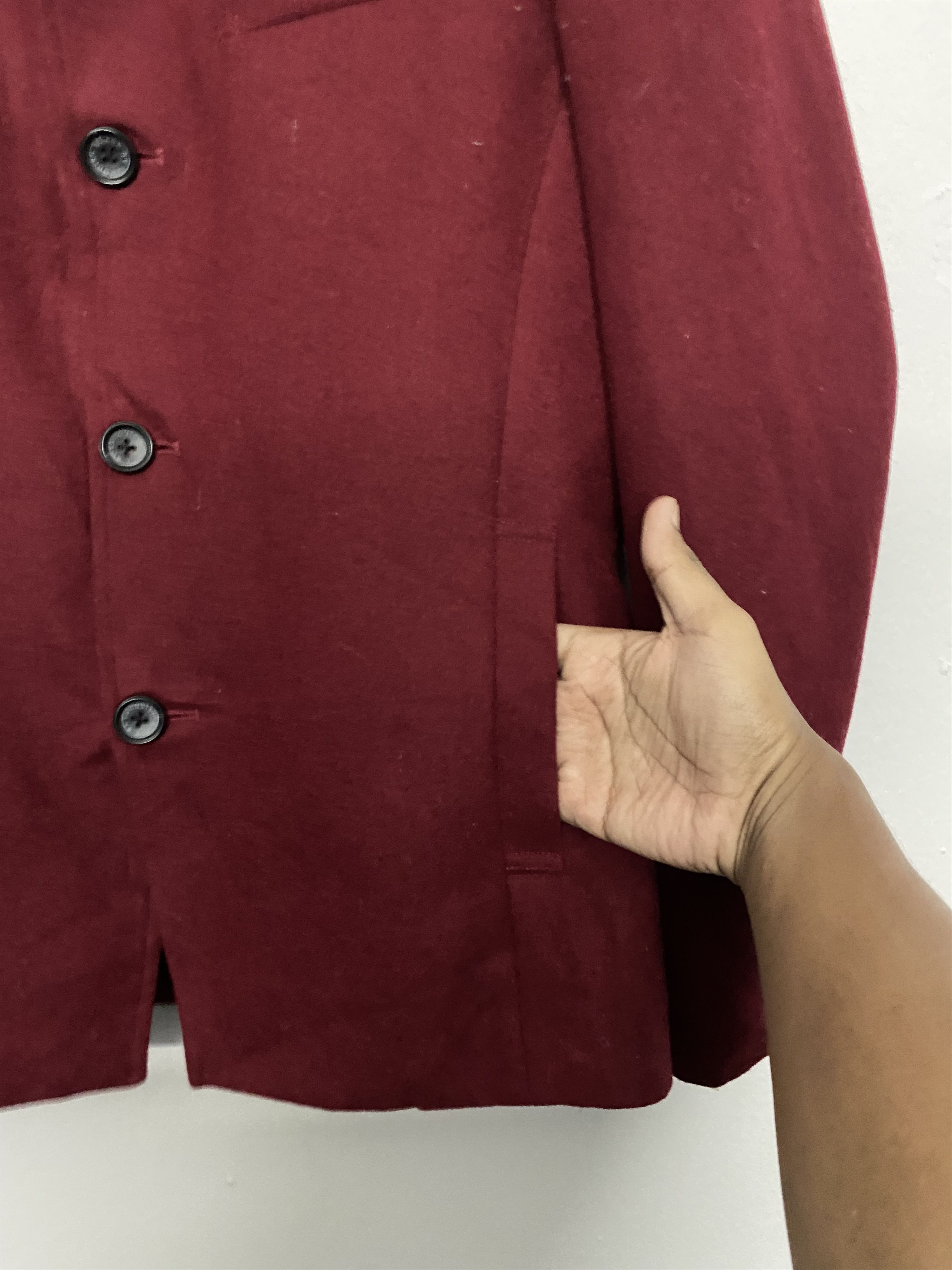 Vanquish Black by VANQUISH Burgundy Wool Blend Peacoat Jacket Size US S / EU 44-46 / 1 - 8 Thumbnail