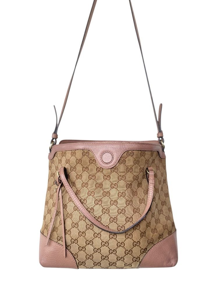 Gucci Gucci Brown Medium GG Canvas Satchel Beige Pony Size ONE SIZE - 4 Thumbnail