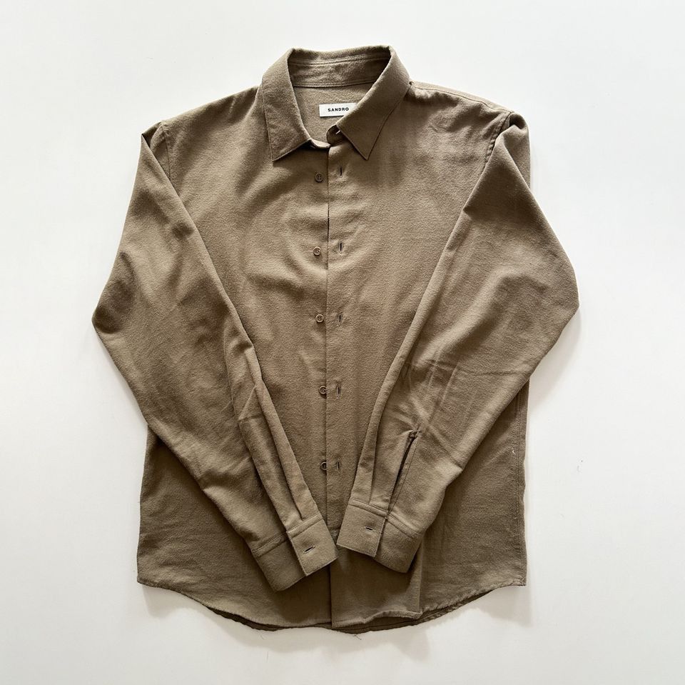 Sandro Sandro Olive Green Flannel Shirt Size US M / EU 48-50 / 2 - 2 Thumbnail