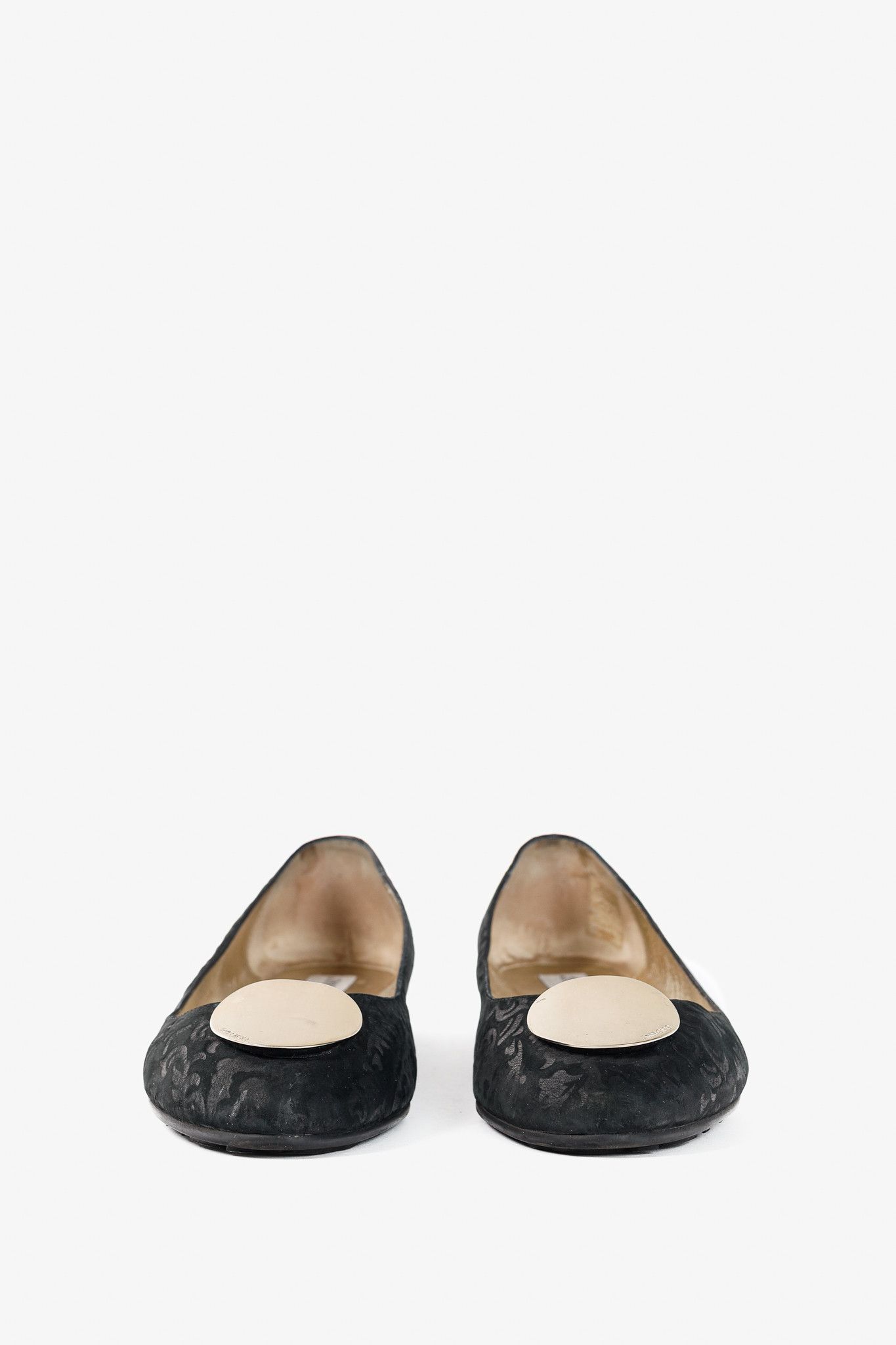 Jimmy Choo Jimmy Choo Wray Black Baroque Nubuck Leather Flats Size US 9 / IT 39 - 3 Thumbnail