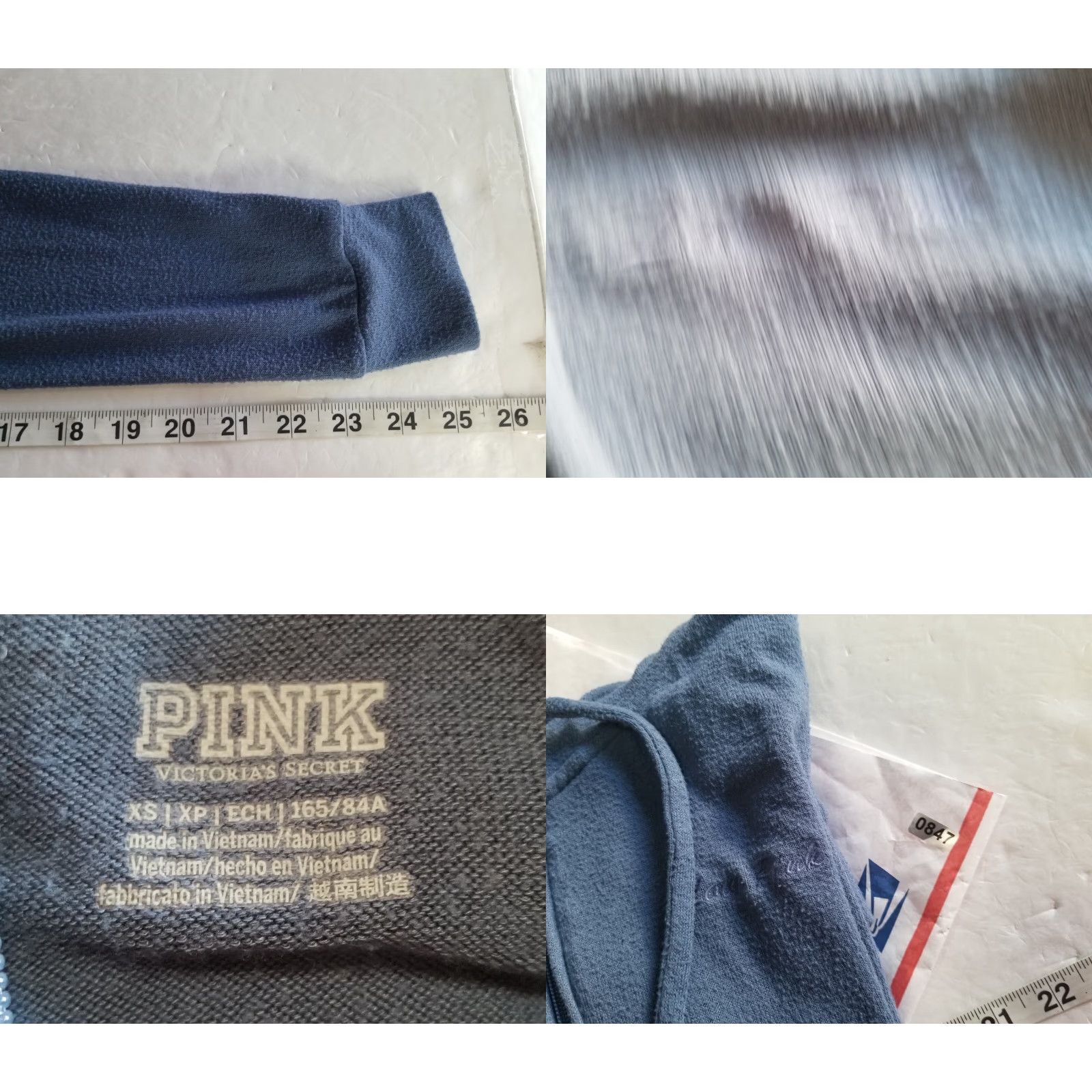 Pinko Victoria’s Secret PINK Hoodie ZIP Blue XS Women Regular Full Zip Rhinestones Activewear Size XS / US 0-2 / IT 36-38 - 8 Thumbnail