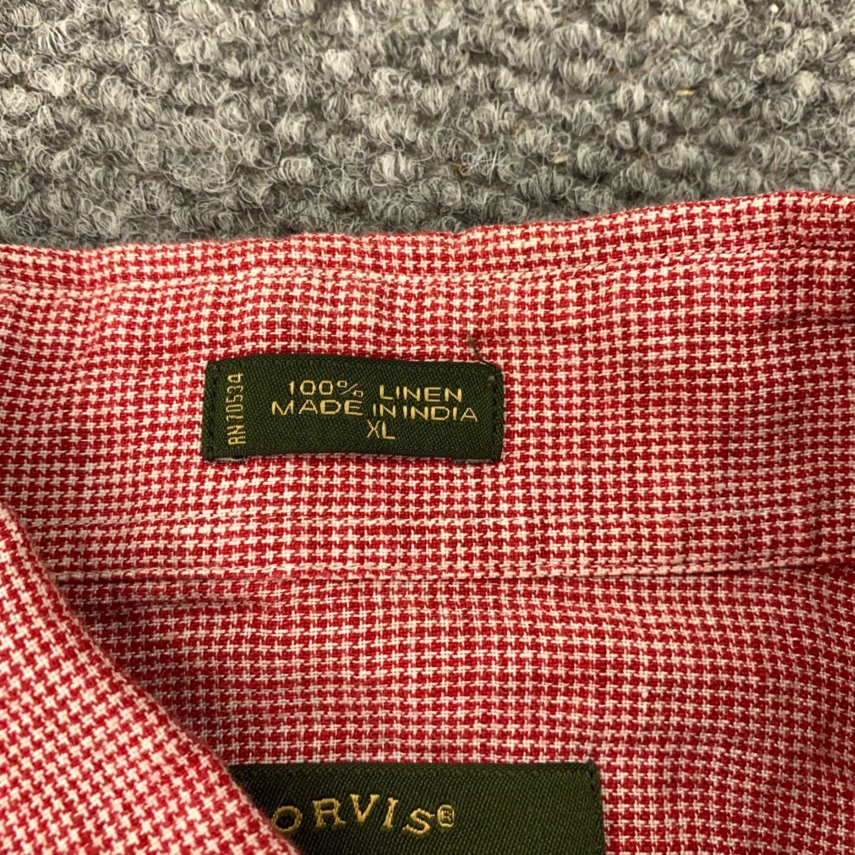 Orvis Orvis Signature Collection Shirt Mens XL Red Houndstooth Linen Button Up Size US XL / EU 56 / 4 - 3 Thumbnail