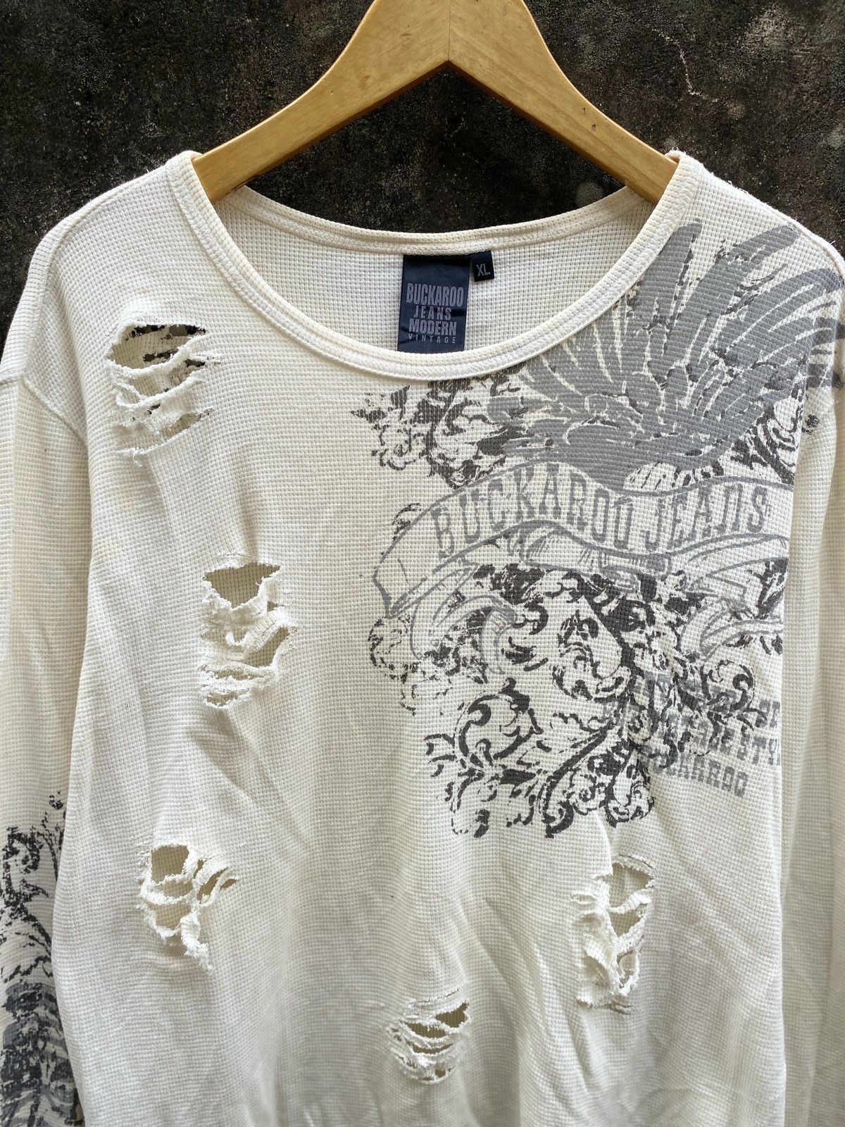 Hysteric Glamour Thrashed Thermal Buckcaroo Grunge Punk Long sleeve Lgb kmrii Size US XL / EU 56 / 4 - 3 Thumbnail