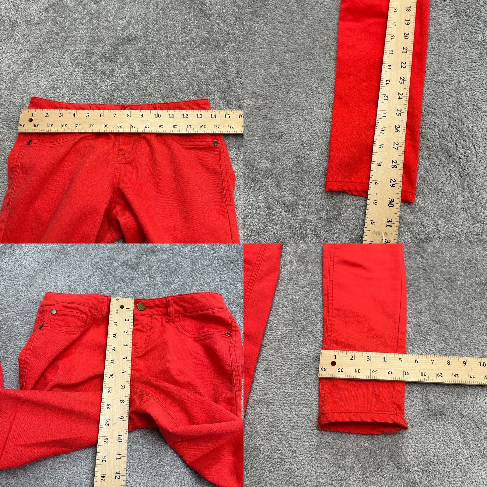 AQUA Aqua Skinny Jeans Womens 25 Red Mid Rise Stretch Casual 28x30 Denim Cotton Polyester Spandex 5-Pocket Zip Button Size 42" / US 20 - 8 Thumbnail
