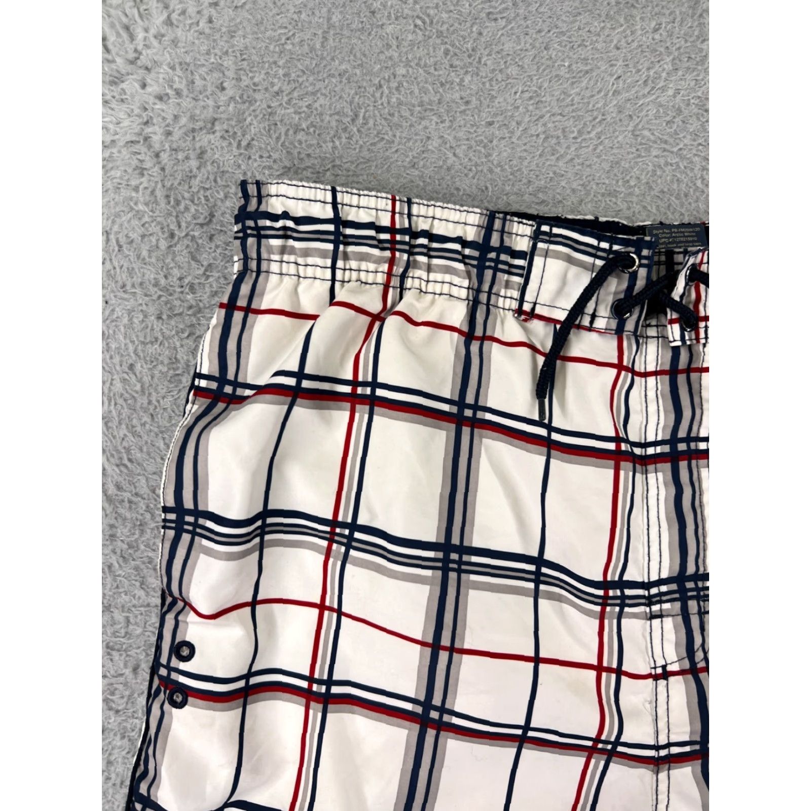 Faded Glory Faded Glory Mens Board Shorts Swim Trunks Medium White Gray Plaid Beach Surf Pants Mens Size US 31 - 6 Thumbnail