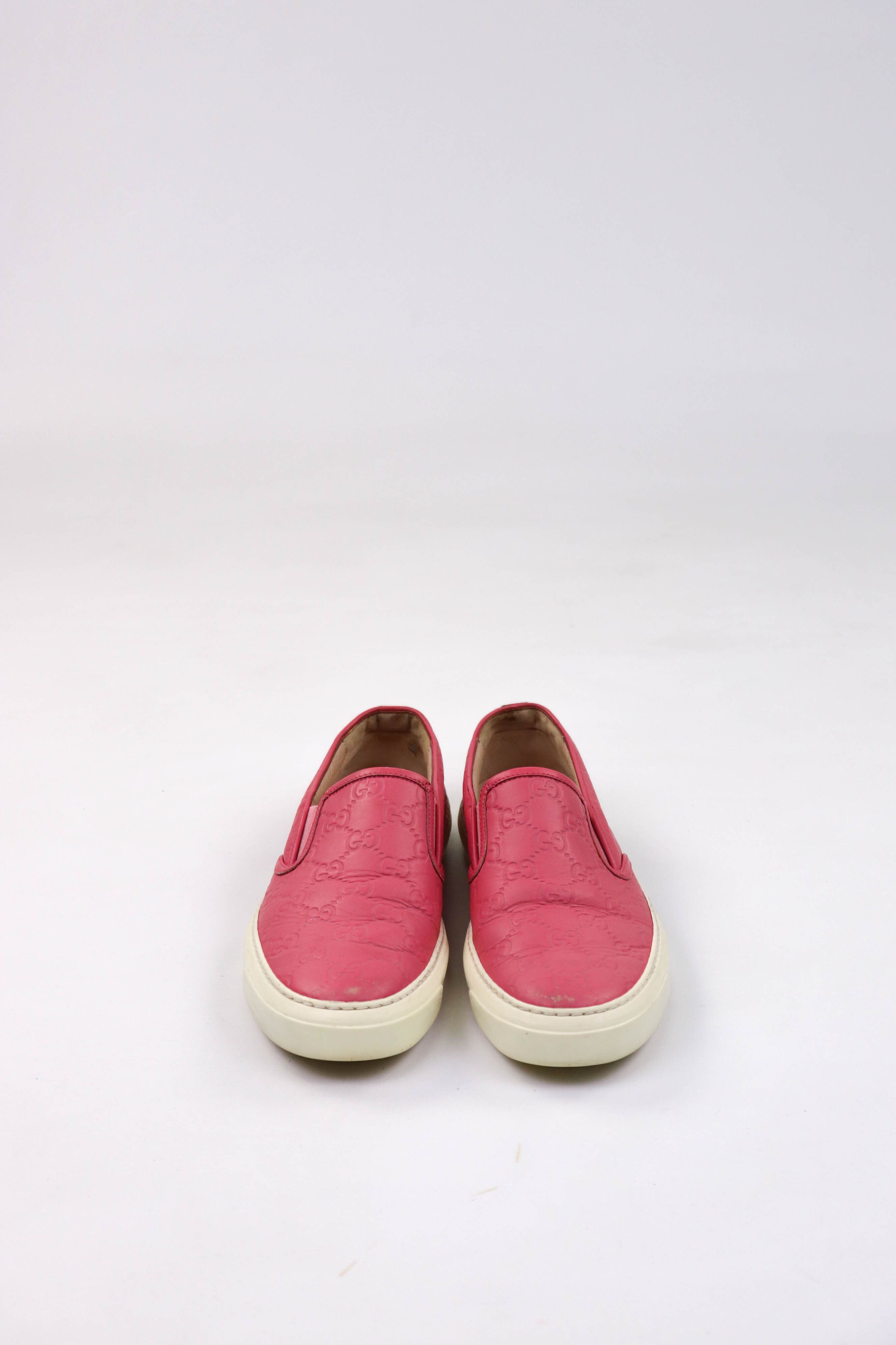 Gucci “Fashion Pink” Leather GG Monogram Slip On Shoes