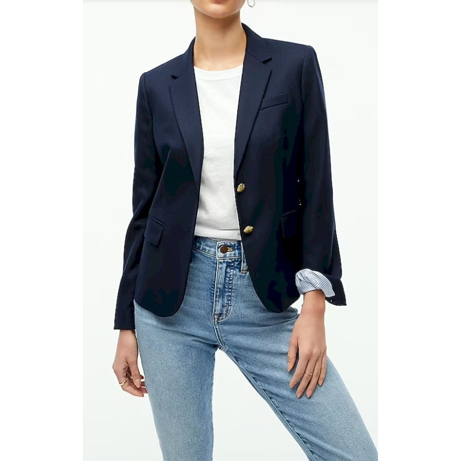 J.Crew J. Crew Schoolboy Blazer Jacket Navy Small Wool Blend Lined Size S / US 4 / IT 40 - 2 Thumbnail