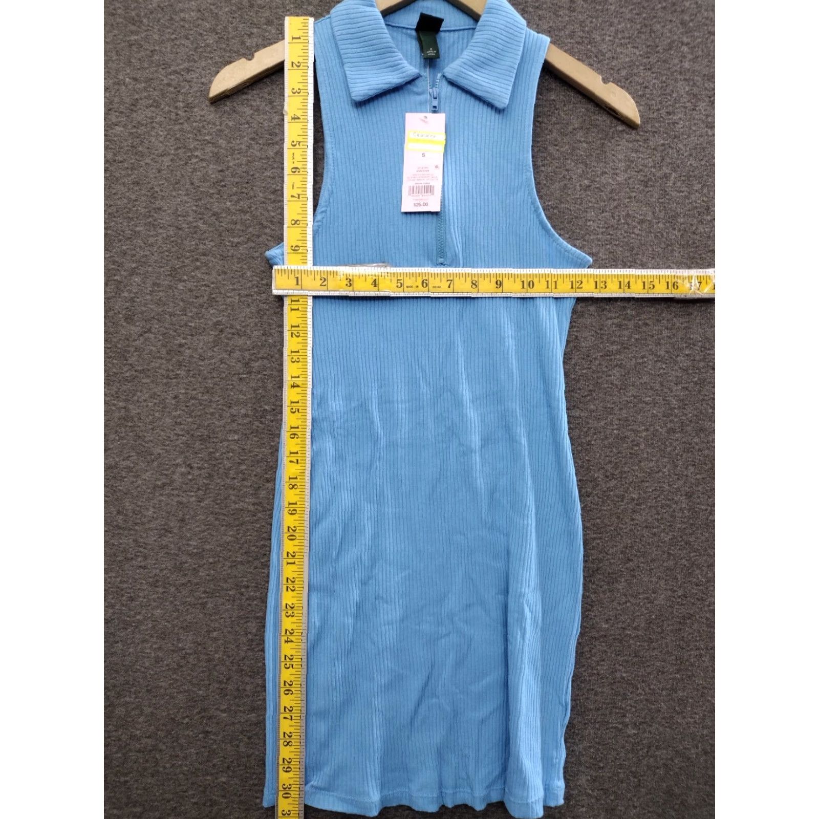 Vintage Wild Fable Blue Sleeveless Zip-Front Bodycon Polo Dress Women S Size S / US 4 / IT 40 - 4 Thumbnail