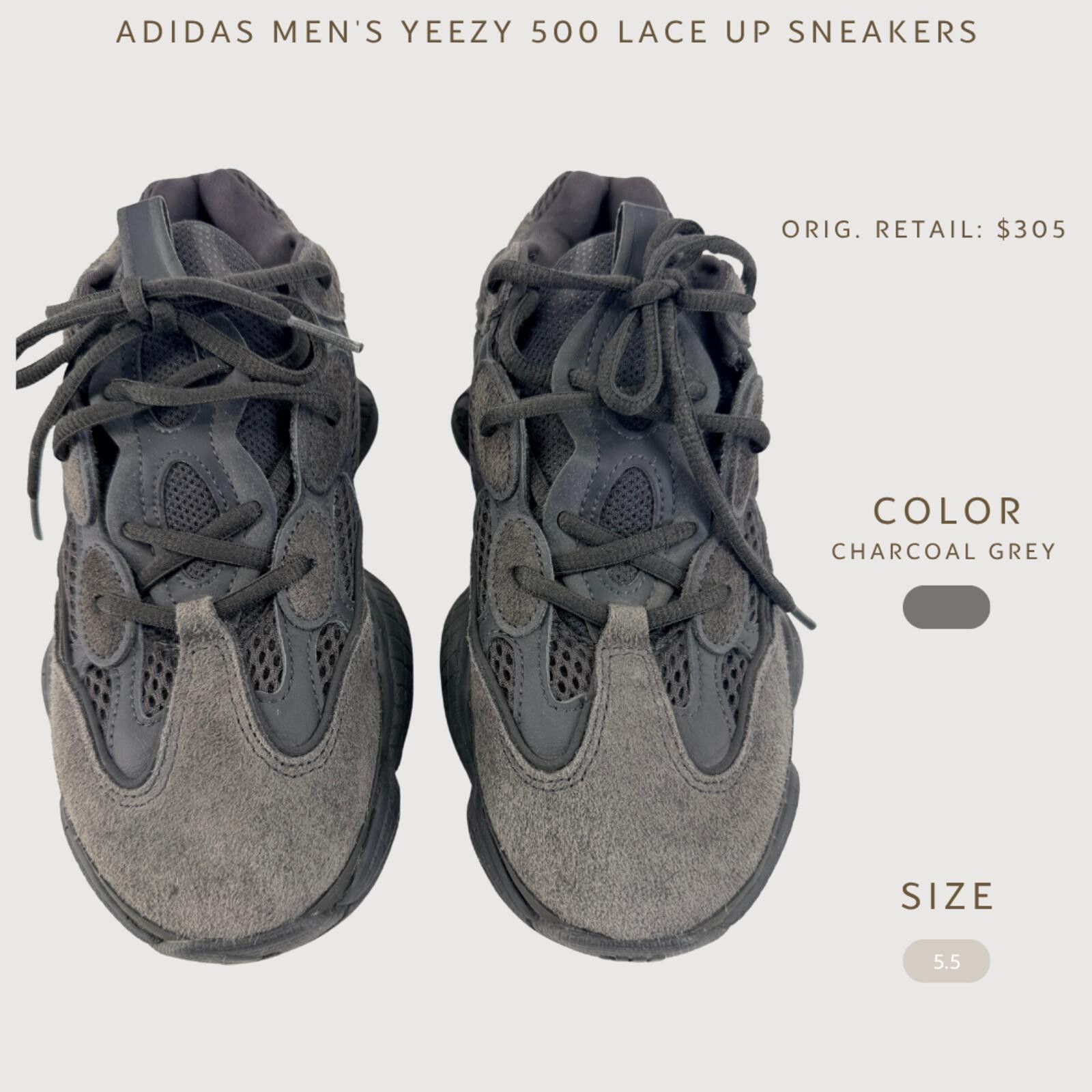 Adidas Adidas Yeezy 500 Charcoal Sneakers 5.5 Size US 5.5 / EU 38 - 2 Thumbnail