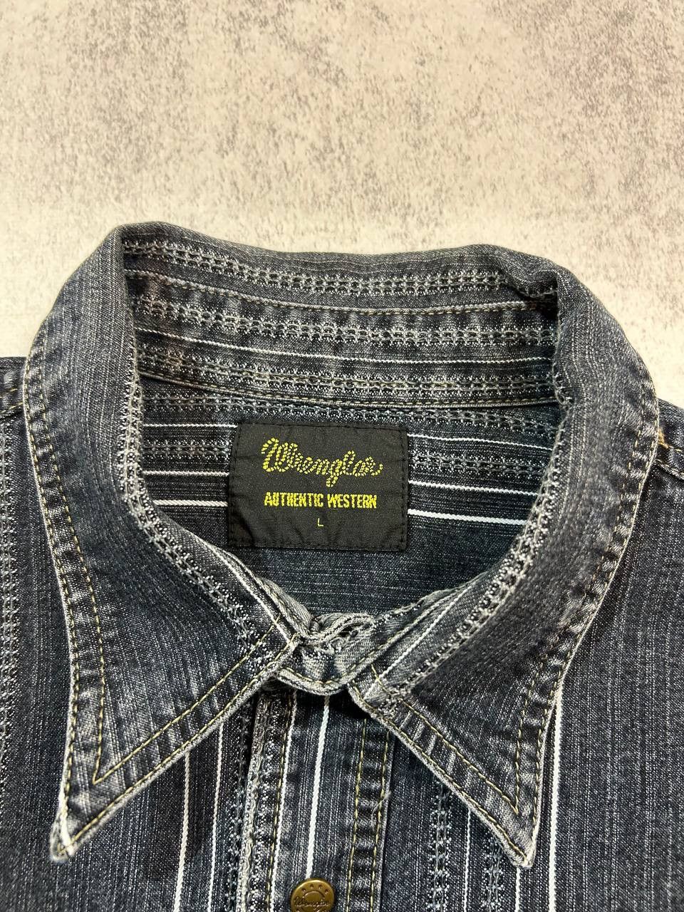 Wrangler Vintage Wrangler Authentic Western Stripe Denim Shirt Size US L / EU 52-54 / 3 - 4 Thumbnail