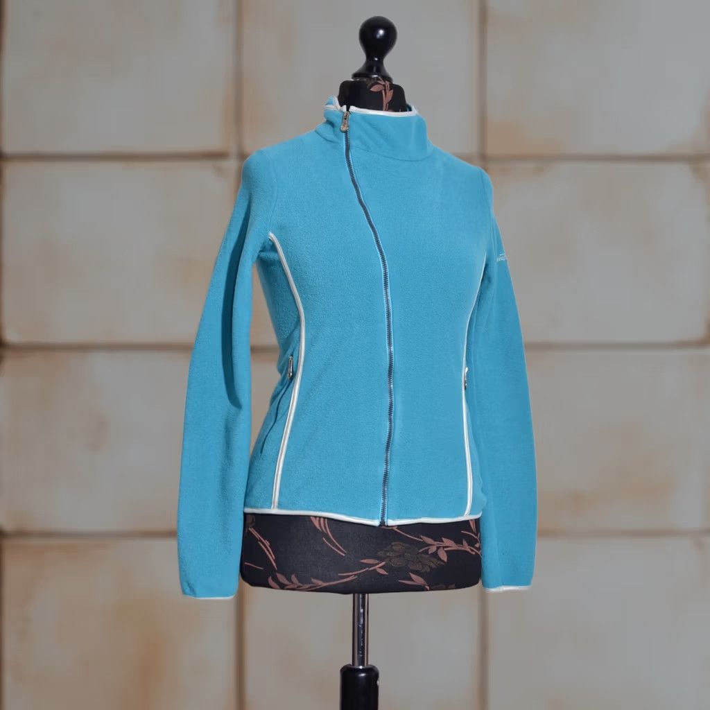 Vintage JET SET Women's Fleece Jumper Full Zip With Pockets S Blue Jumper Middle Sized Adult Womens Size S / US 4 / IT 40 - 1 Thumbnail