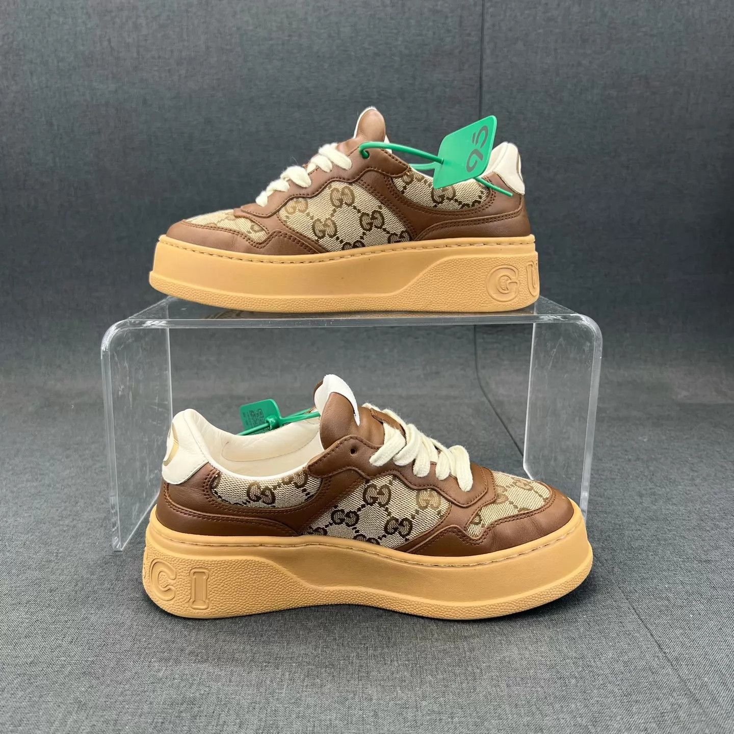 Gucci Gucci Brown Biscuit Sneakers EU35.5 Near New Box Size US 5 / IT 35 - 4 Thumbnail