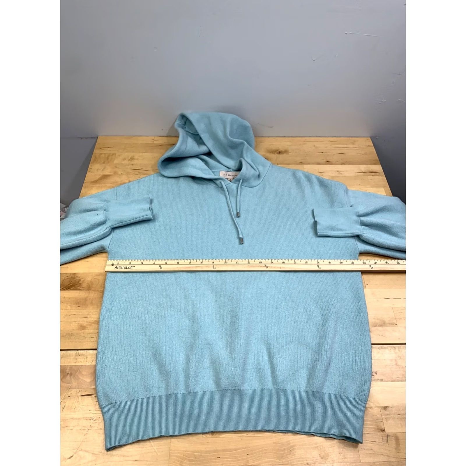 Vintage Philosophy Knit Sweater Hoodie Women XL Light Blue Pullover Casual XL Women Pullover Sweater Blue Philosophy Size XL / US 12-14 / IT 48-50 - 6 Thumbnail