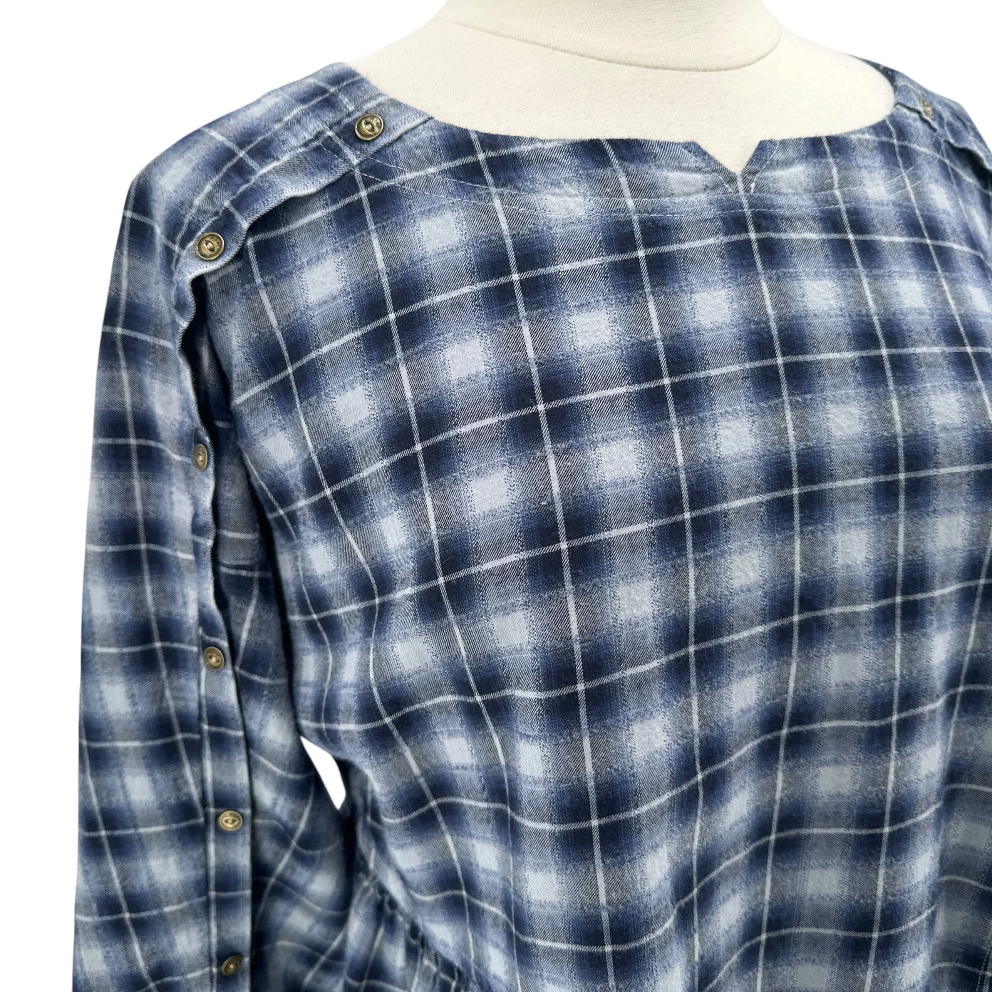 Other Wrap London Womens 8 Top Flannel Plaid Blue Button Sleeves Size M / US 6-8 / IT 42-44 - 2 Thumbnail