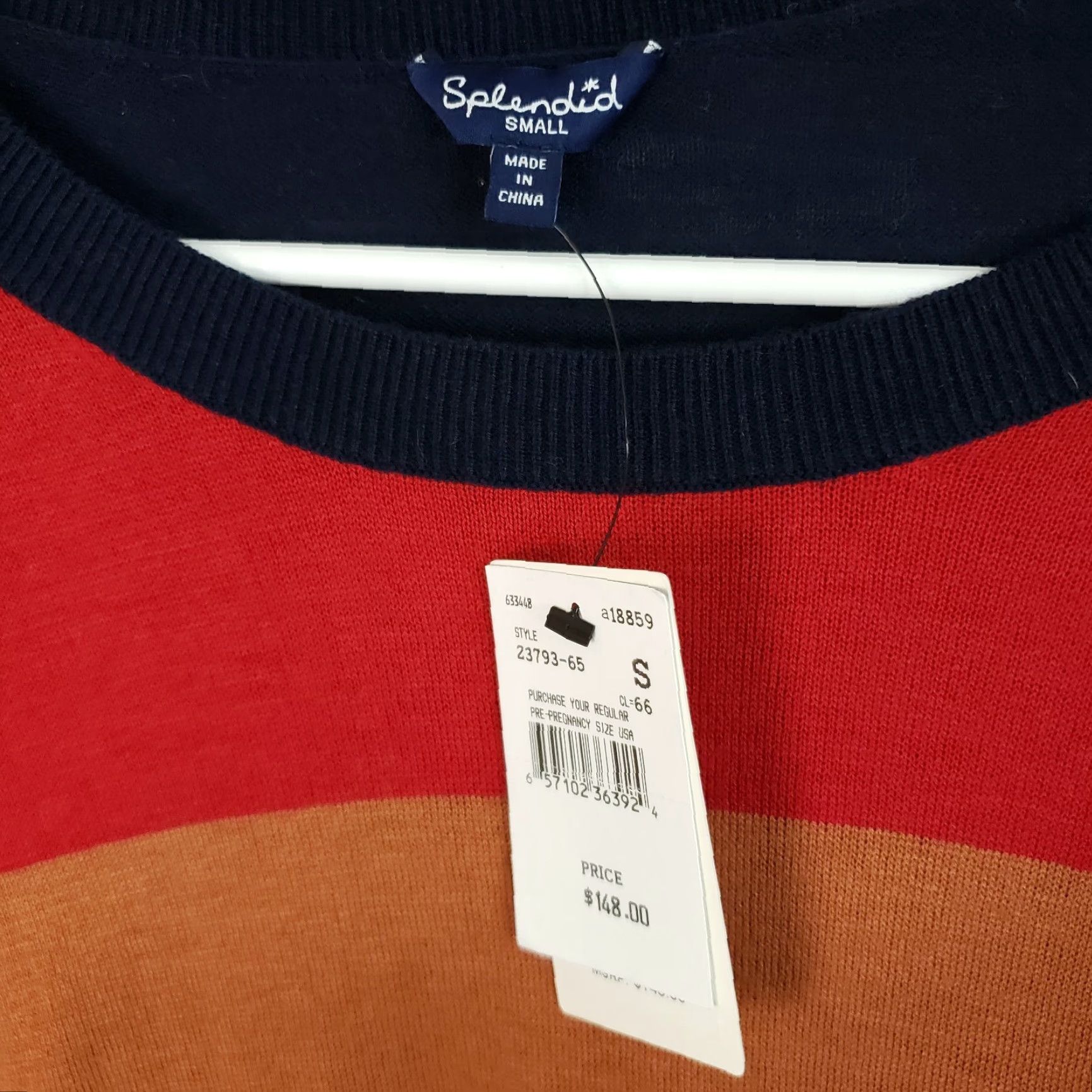 Splendid Splendid Womens Maternity Sweater Sz Small Multicolor Striped Long Sleeve knit Viscose Blend Pullover Round Neck Size S / US 4 / IT 40 - 6 Thumbnail