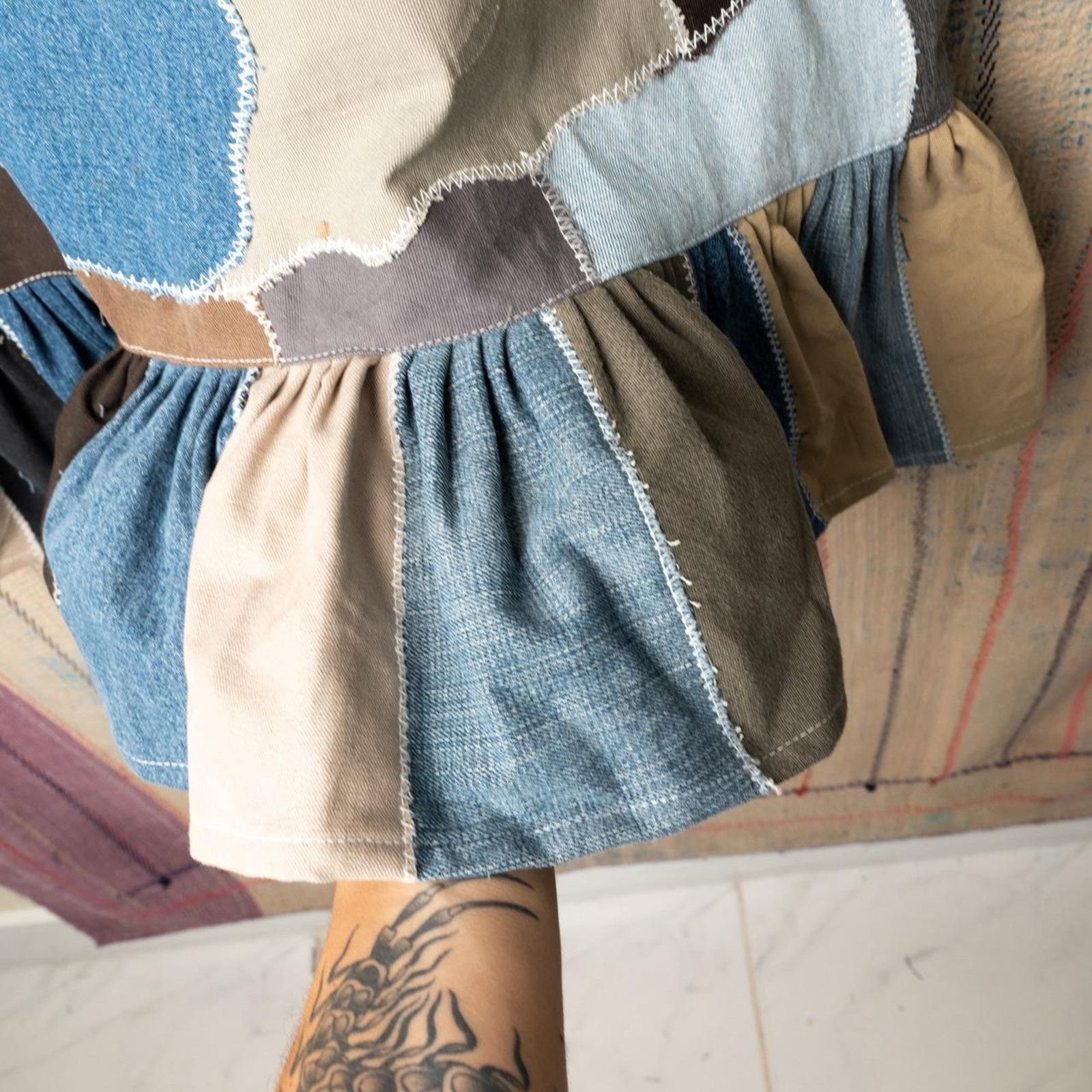 Other Custom patchwork mini dress with ruffle hem Size S / US 4 / IT 40 - 4 Thumbnail