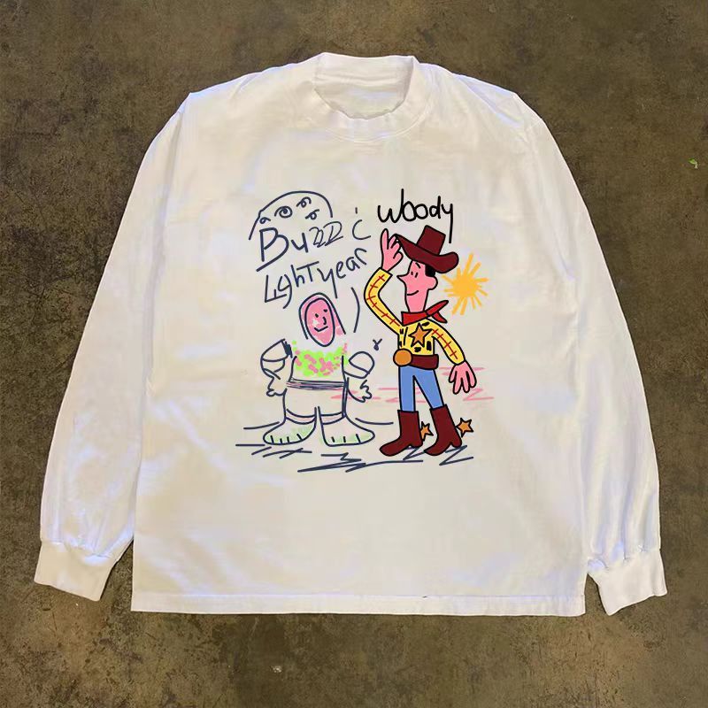 Japanese Brand White retro cartoon cowboy print long-sleeved t-shirt Size US M / EU 48-50 / 2 - 1 Thumbnail