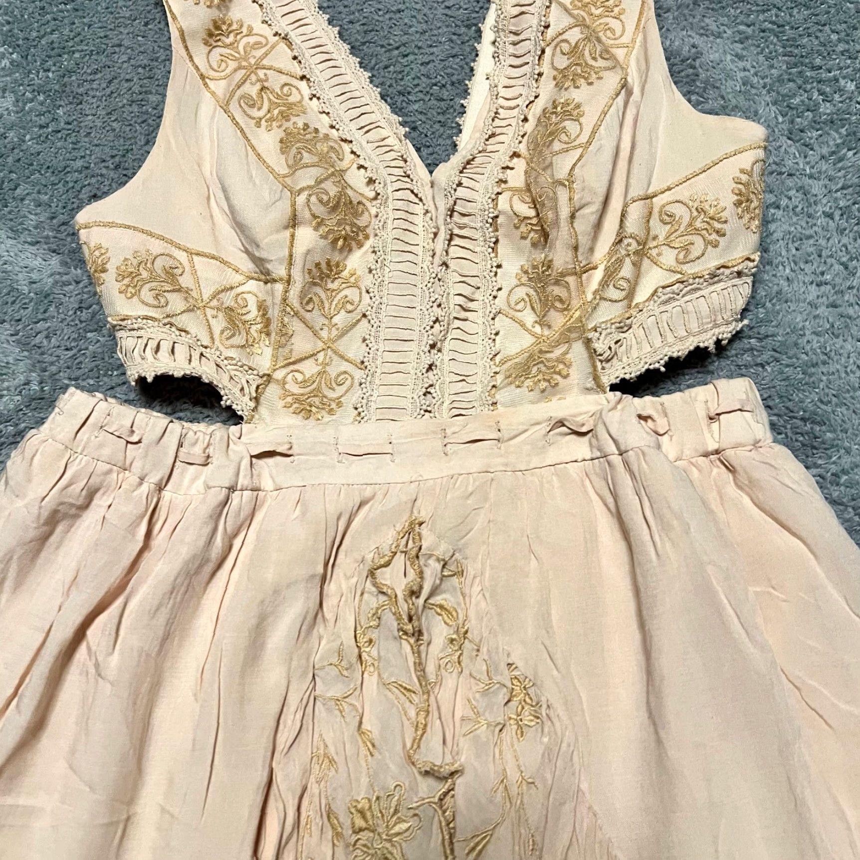 Free People Free People Dress Mini Womens 6 Honeysuckle Cutout Boho Beige Cream Tan Dress Women 6 Small Short Edt Regular Size M / US 6-8 / IT 42-44 - 2 Thumbnail