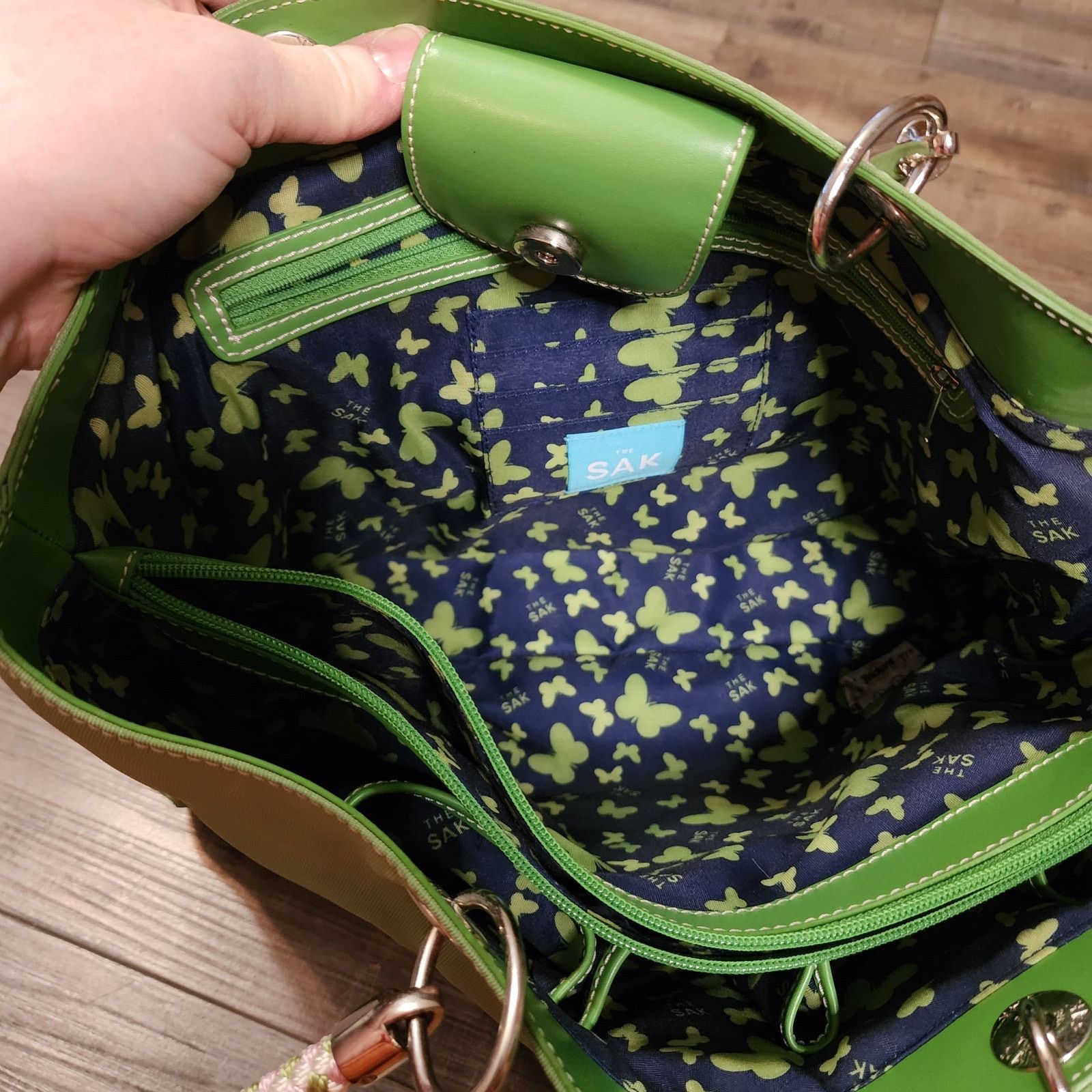 The Sak The Sak Green Canvas handbag Braided handle beautiful inside Size ONE SIZE - 5 Thumbnail